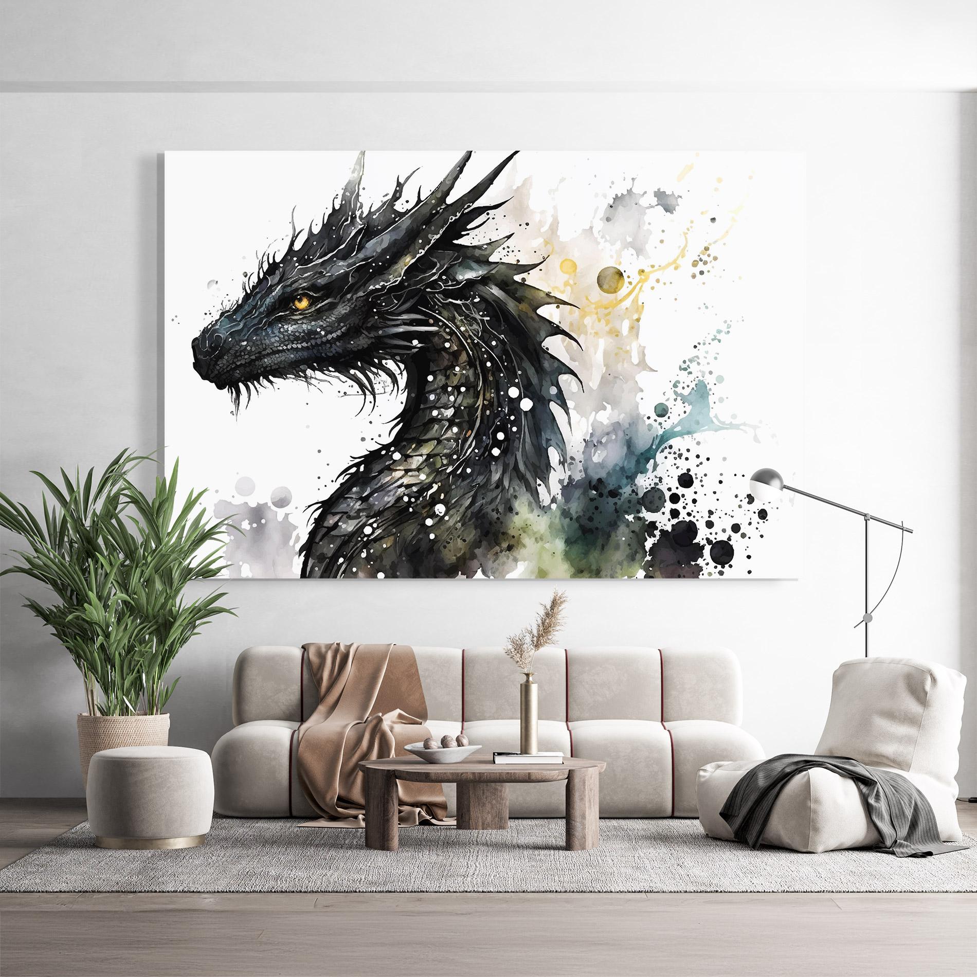 Tablou Sticla Black Dragon Art mockup 9