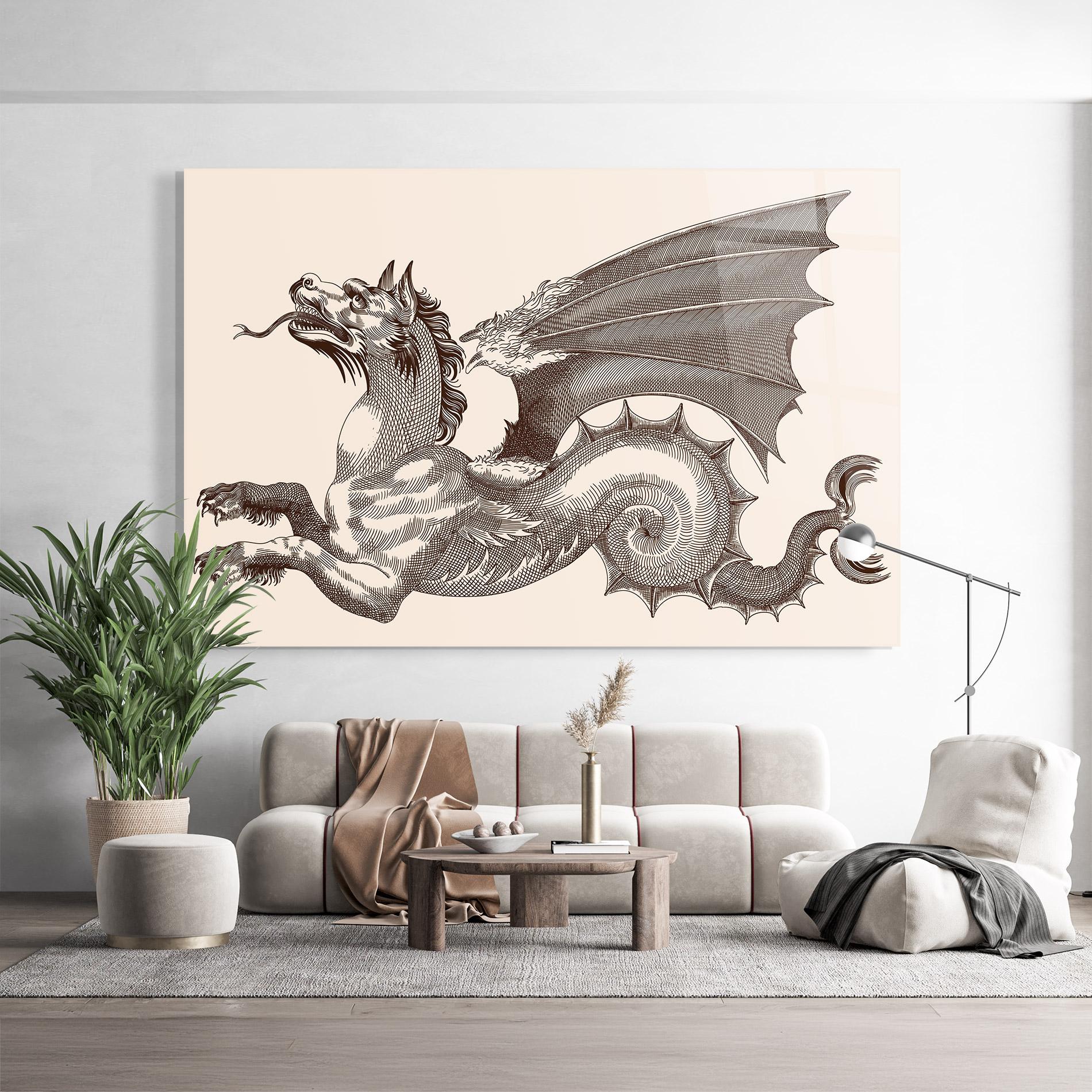 Tablou Sticla Brown Dragon mockup 9
