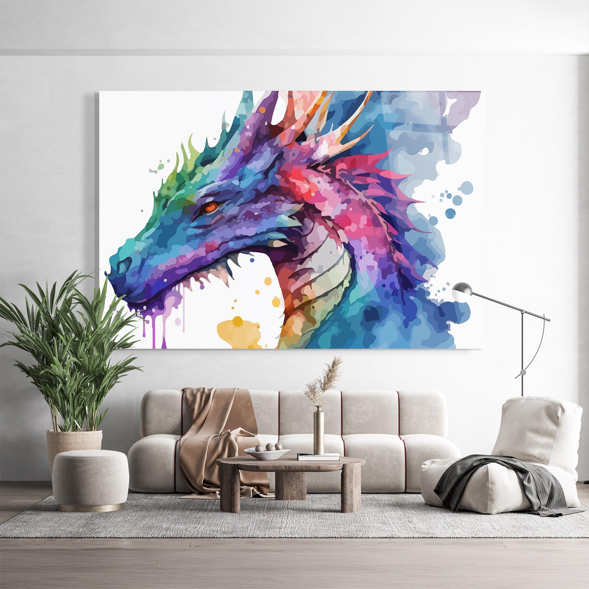 Tablou Sticla Colourful Dragon mockup 9