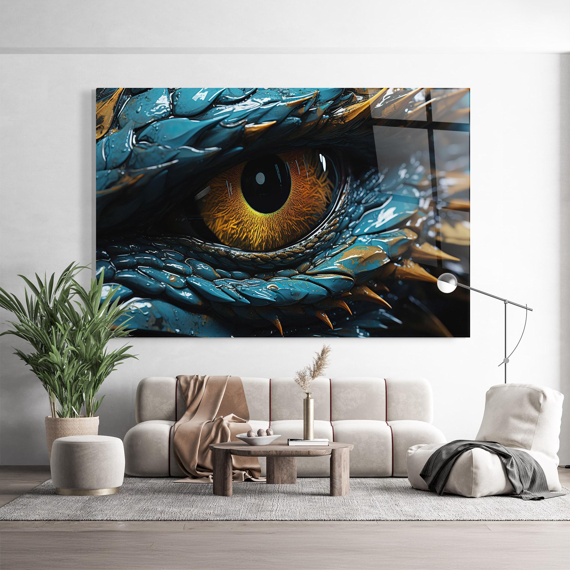 Tablou Sticla Dragon Eye Close Up mockup 9