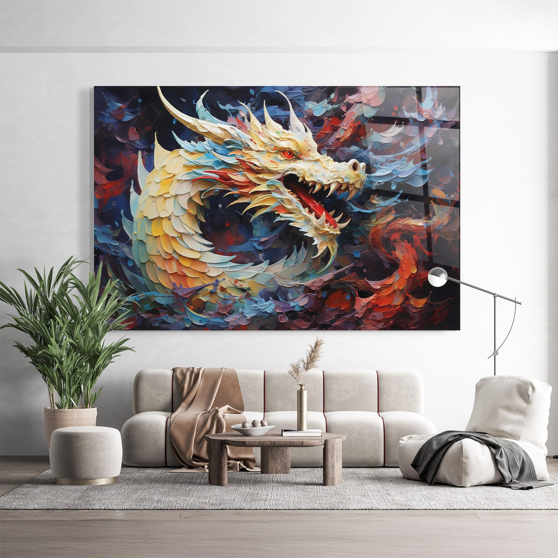 Tablou Sticla Fantasy Dragon Art mockup 9