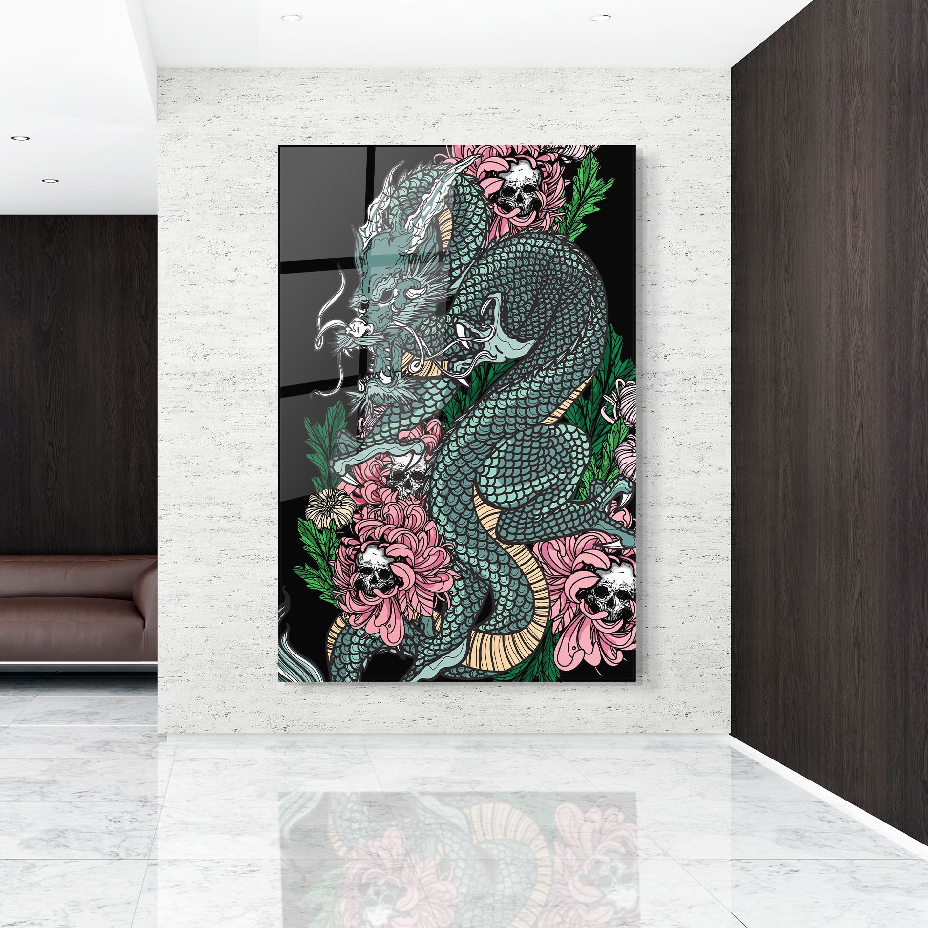 Flower Skull Dragon mockup 9