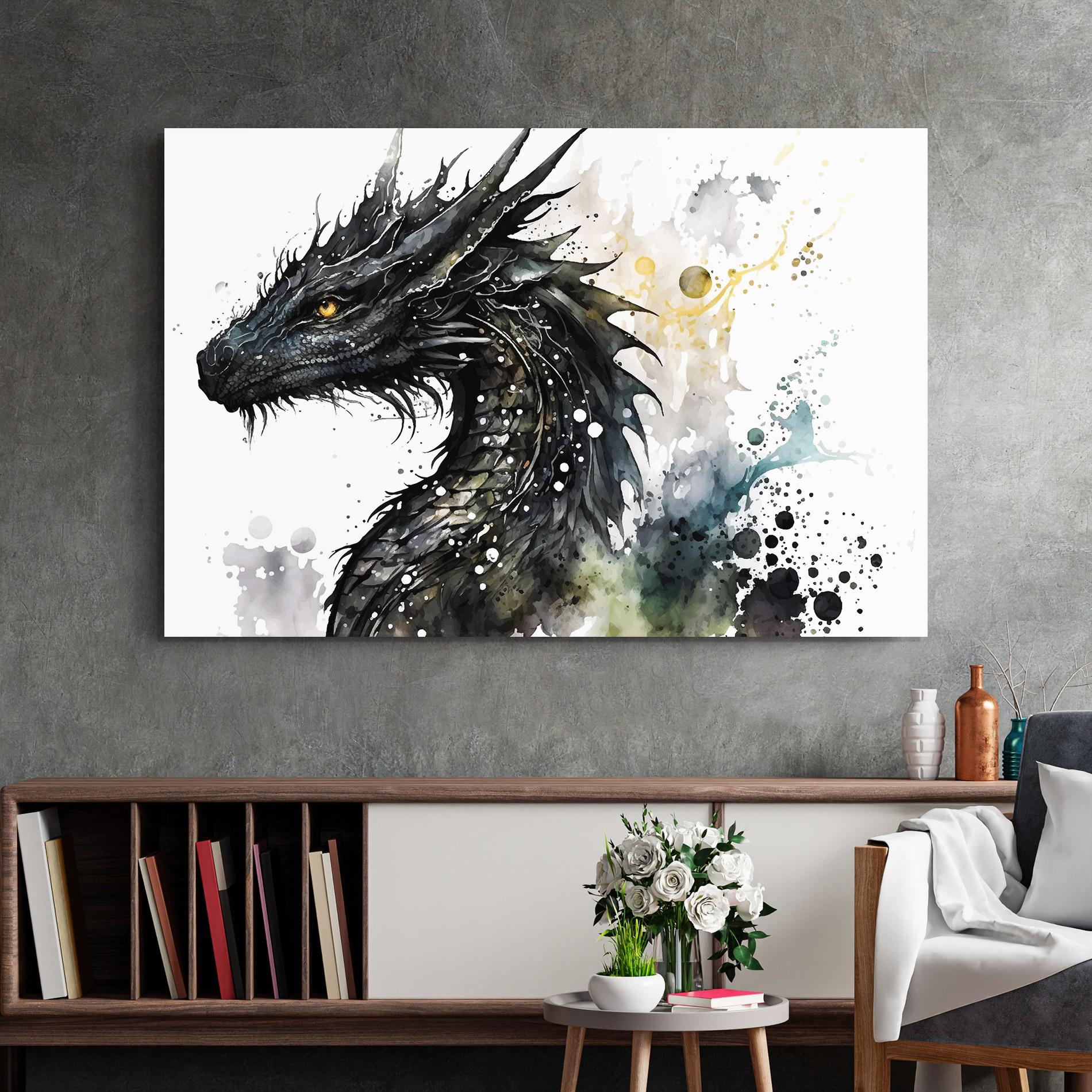 Tablou Sticla Black Dragon Art mockup 2