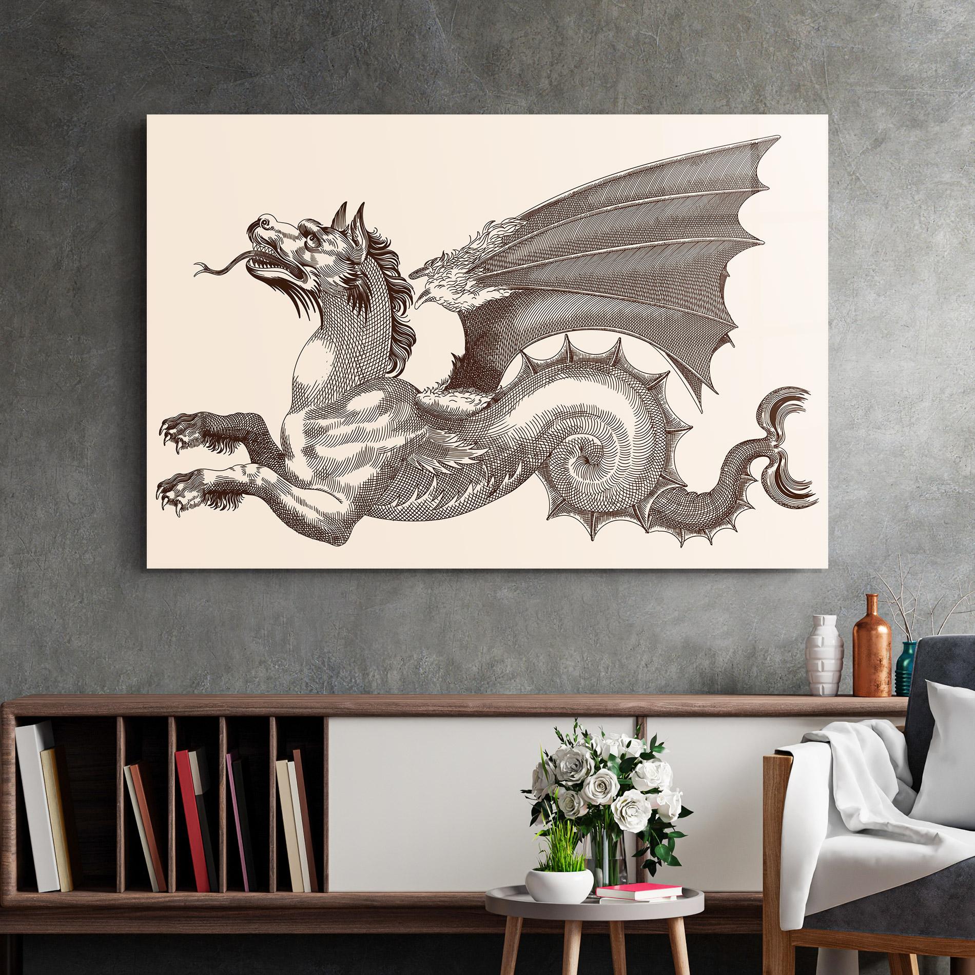 Tablou Sticla Brown Dragon mockup 2