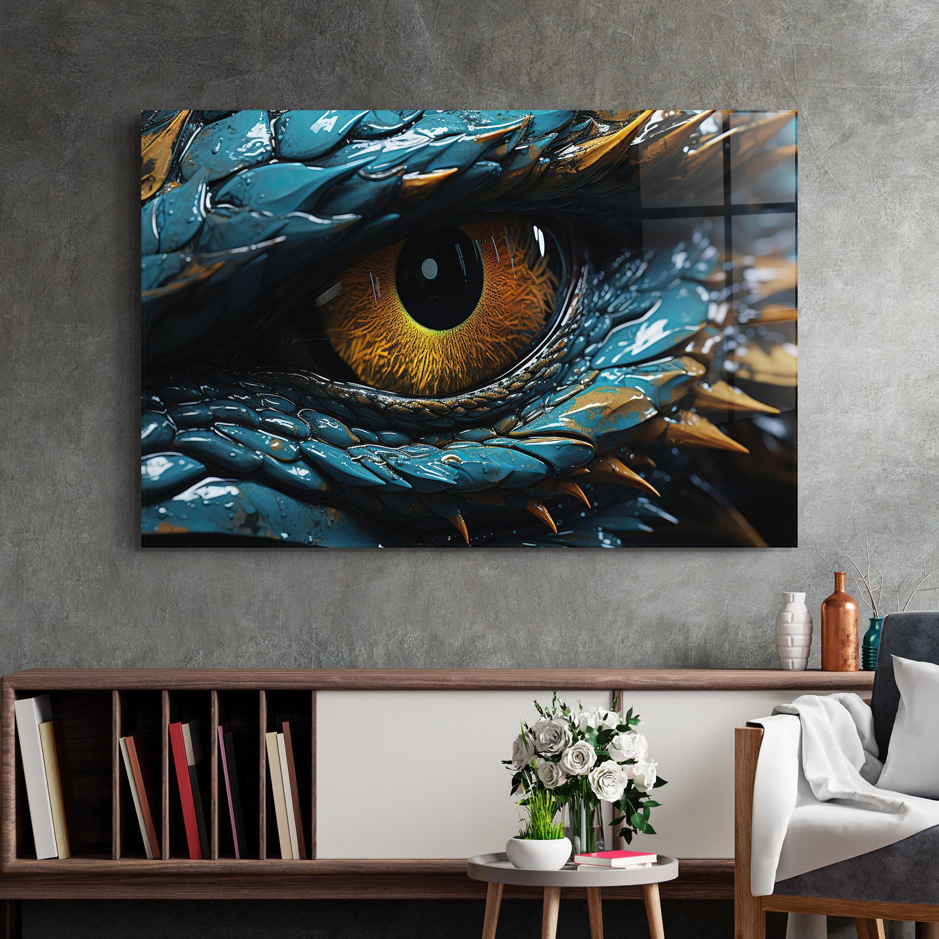 Tablou Sticla Dragon Eye Close Up mockup 2