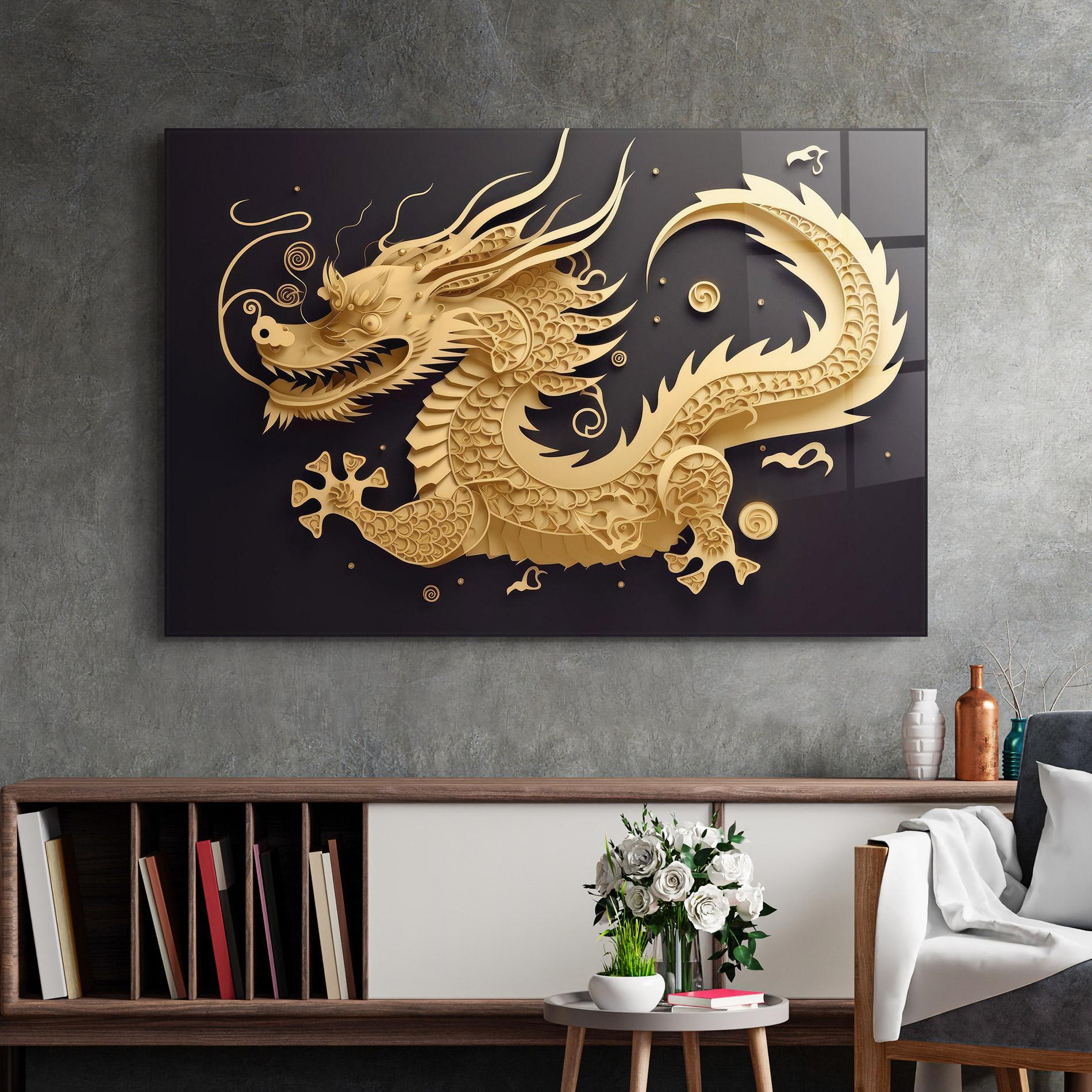 Tablou Sticla Dragon Zodiac Sign mockup 2