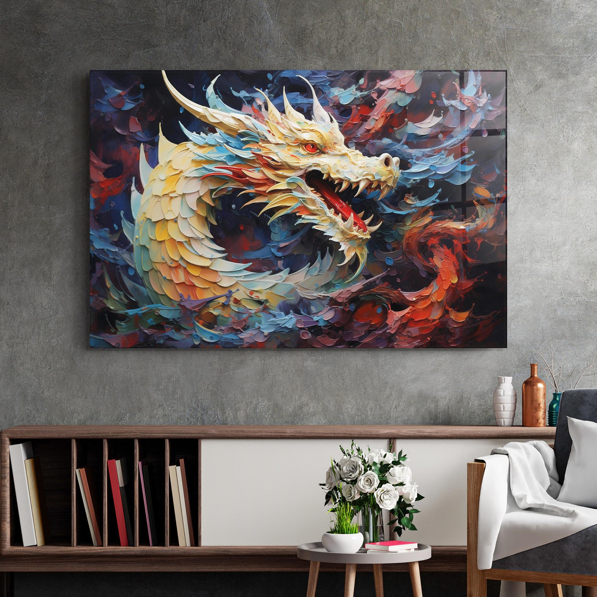 Tablou Sticla Fantasy Dragon Art mockup 2