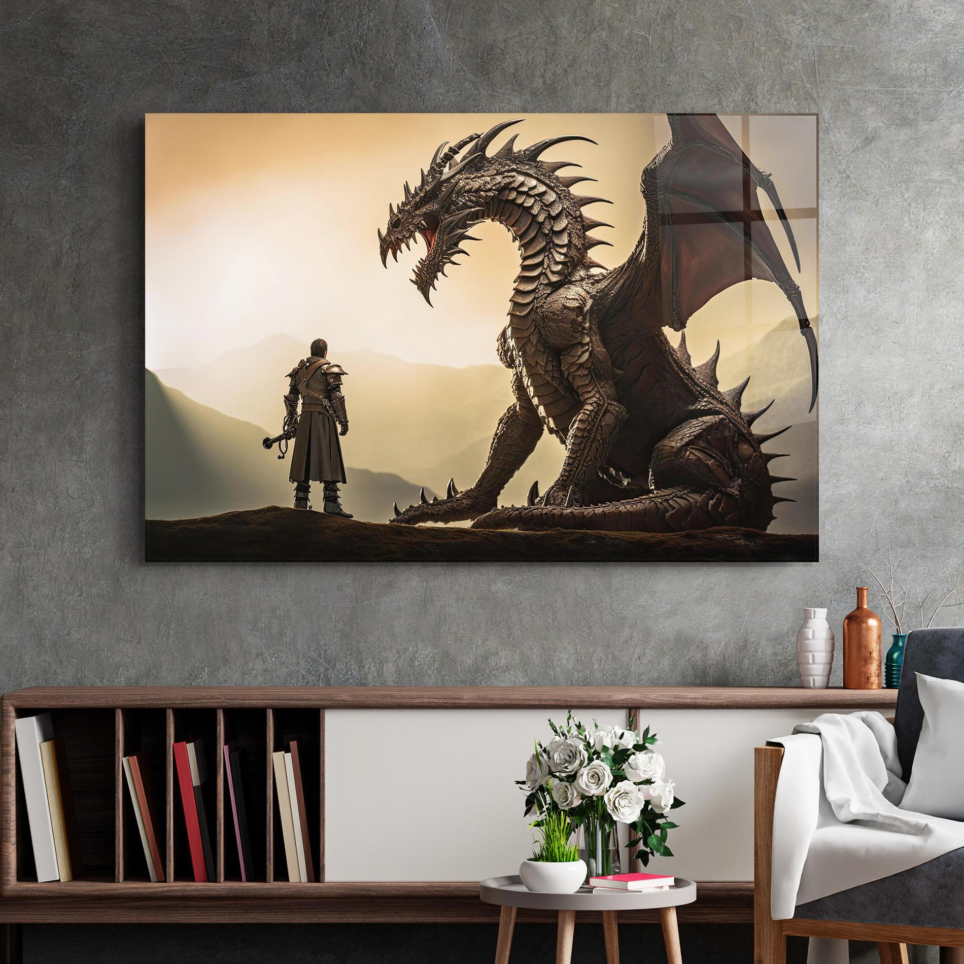Tablou Sticla Fantasy Huge Dragon mockup 2