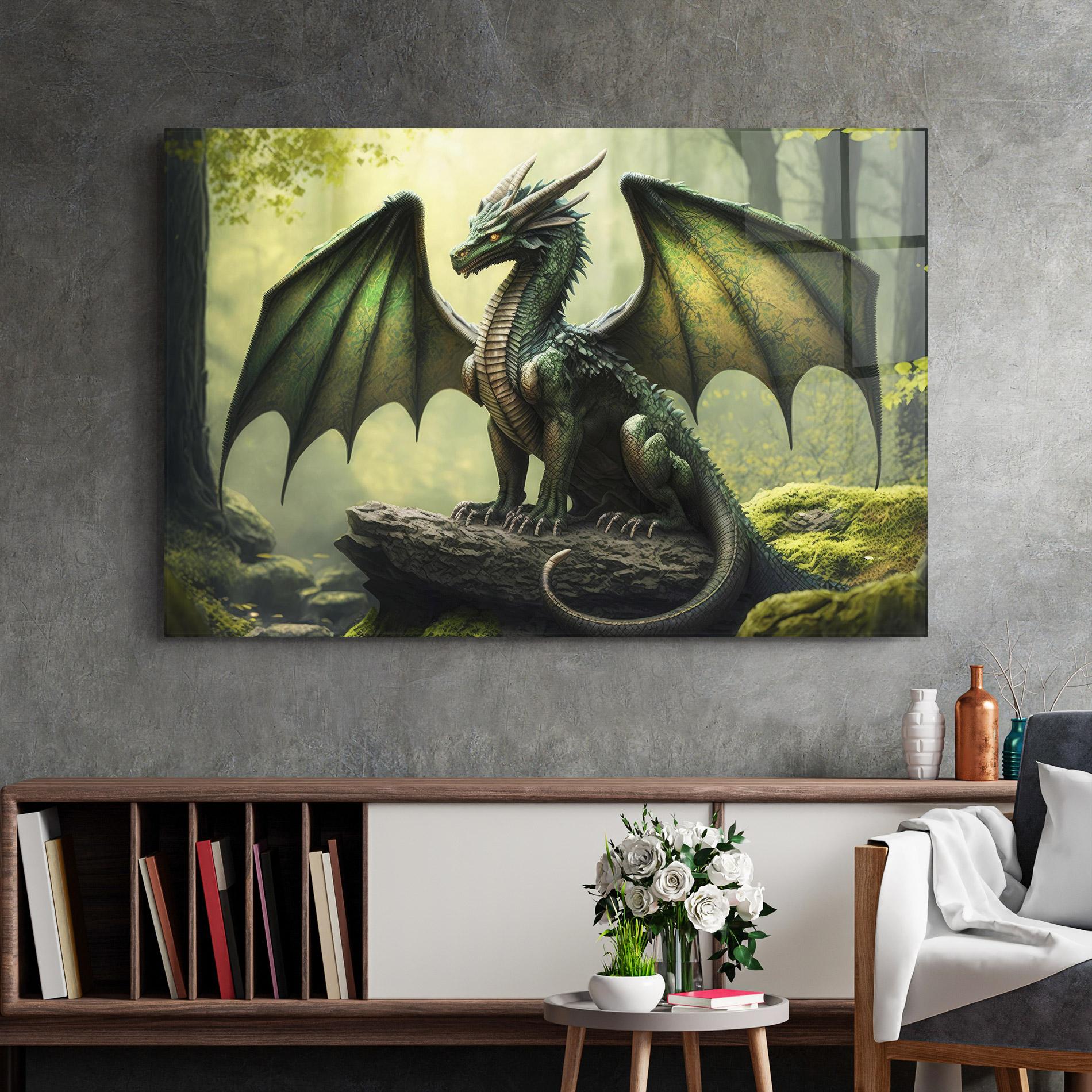 Tablou Sticla Green Dragon mockup 2