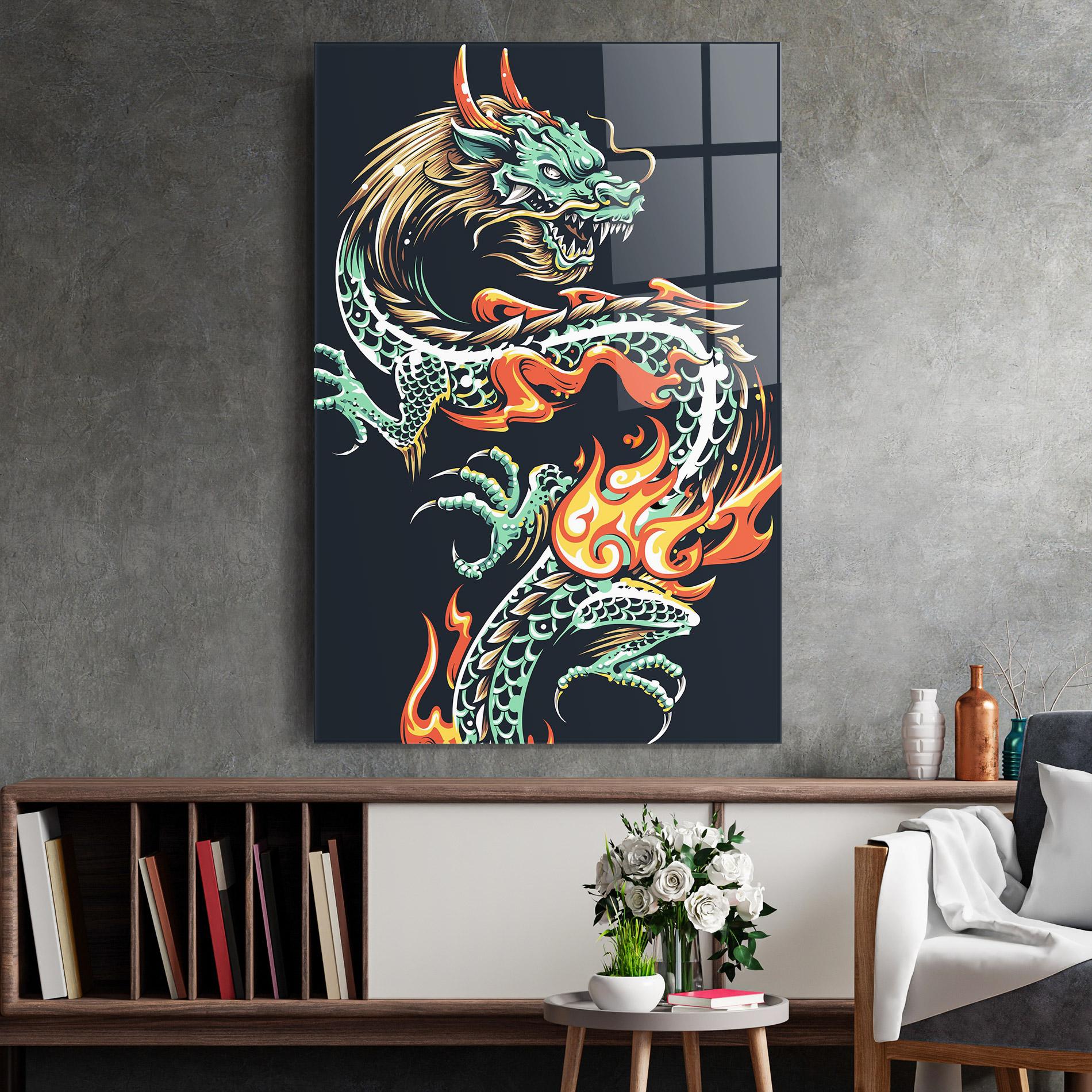 Tablou Sticla Dragon Green mockup 2