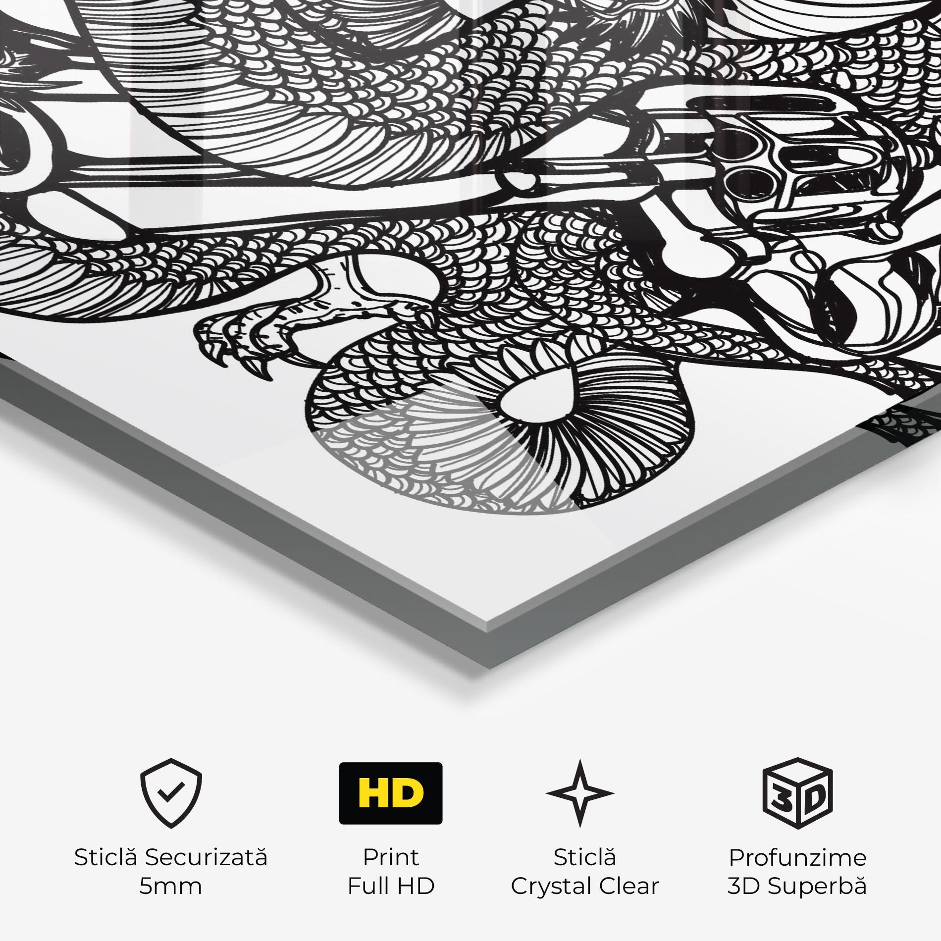 Tablou Sticla Dragon Gun mockup 3