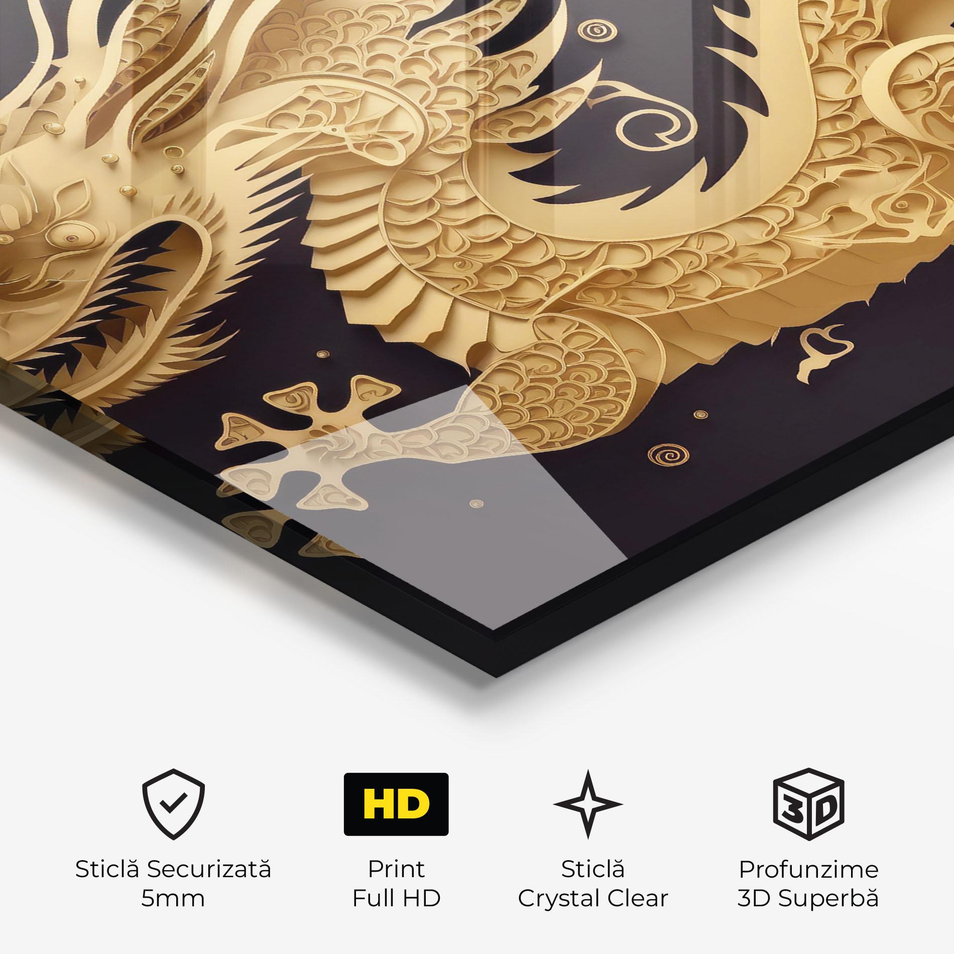 Tablou Sticla Dragon Zodiac Sign mockup 3