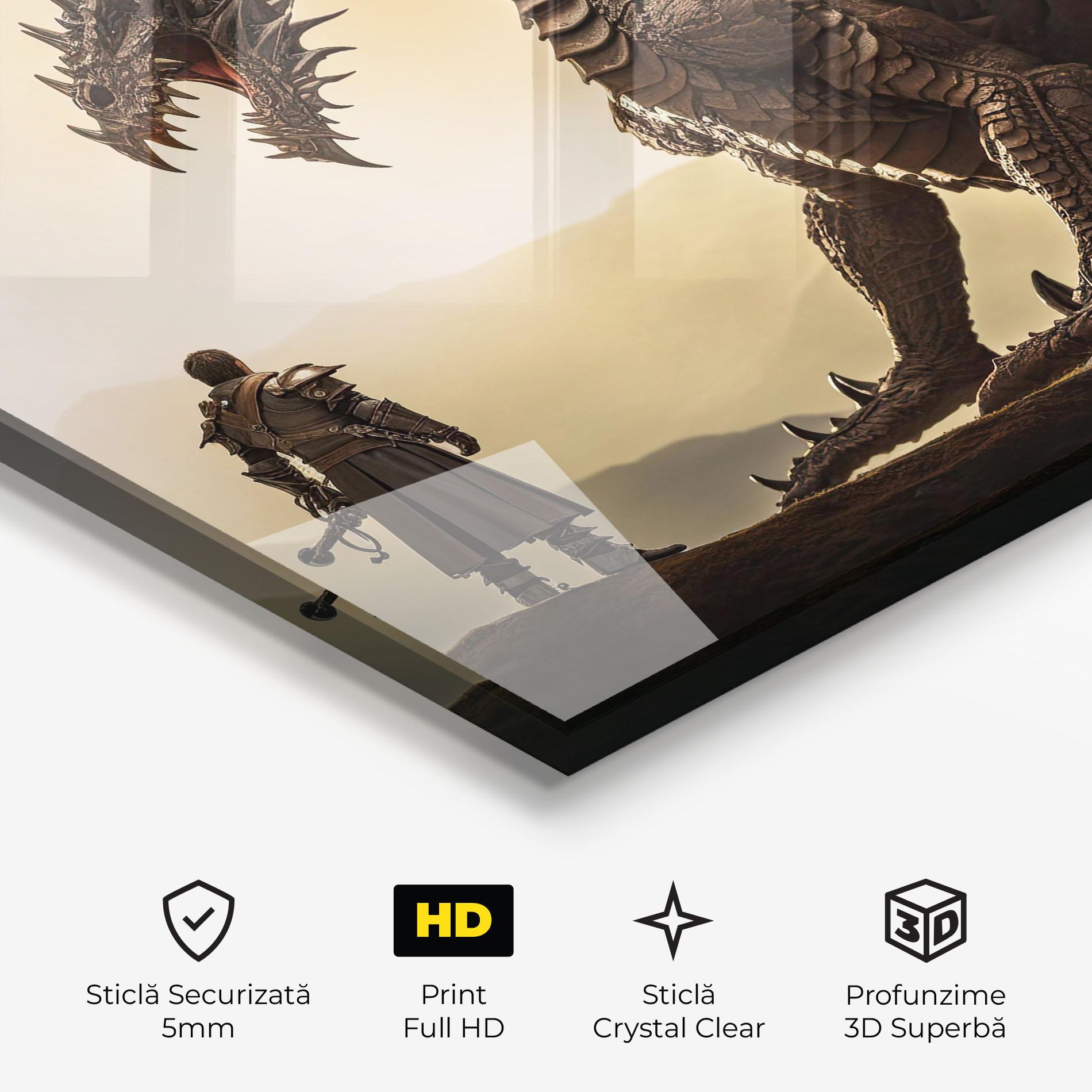 Tablou Sticla Fantasy Huge Dragon mockup 3