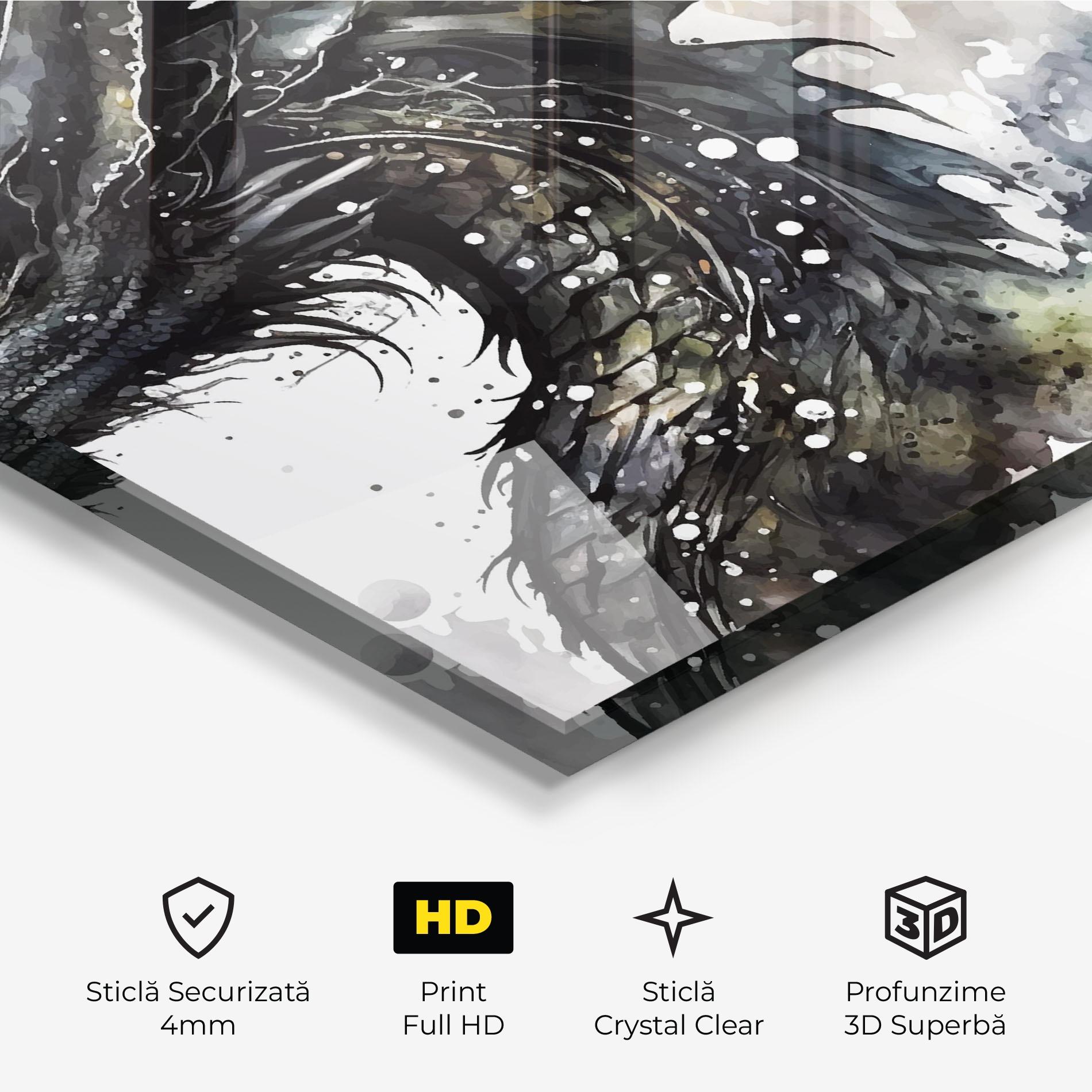 Tablou Sticla Black Dragon Art mockup 3