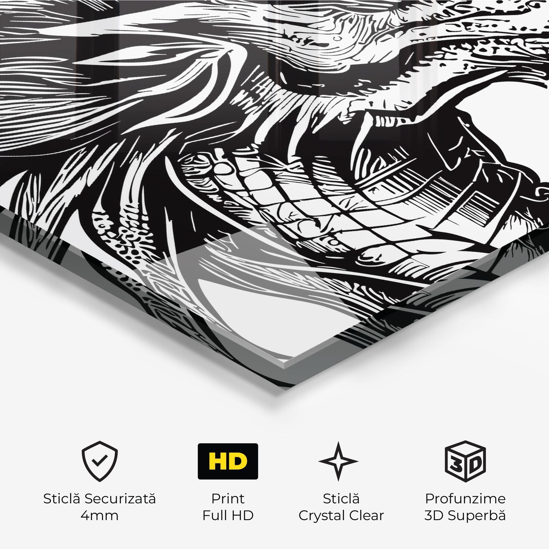 Tablou Sticla Black Line Dragon mockup 3