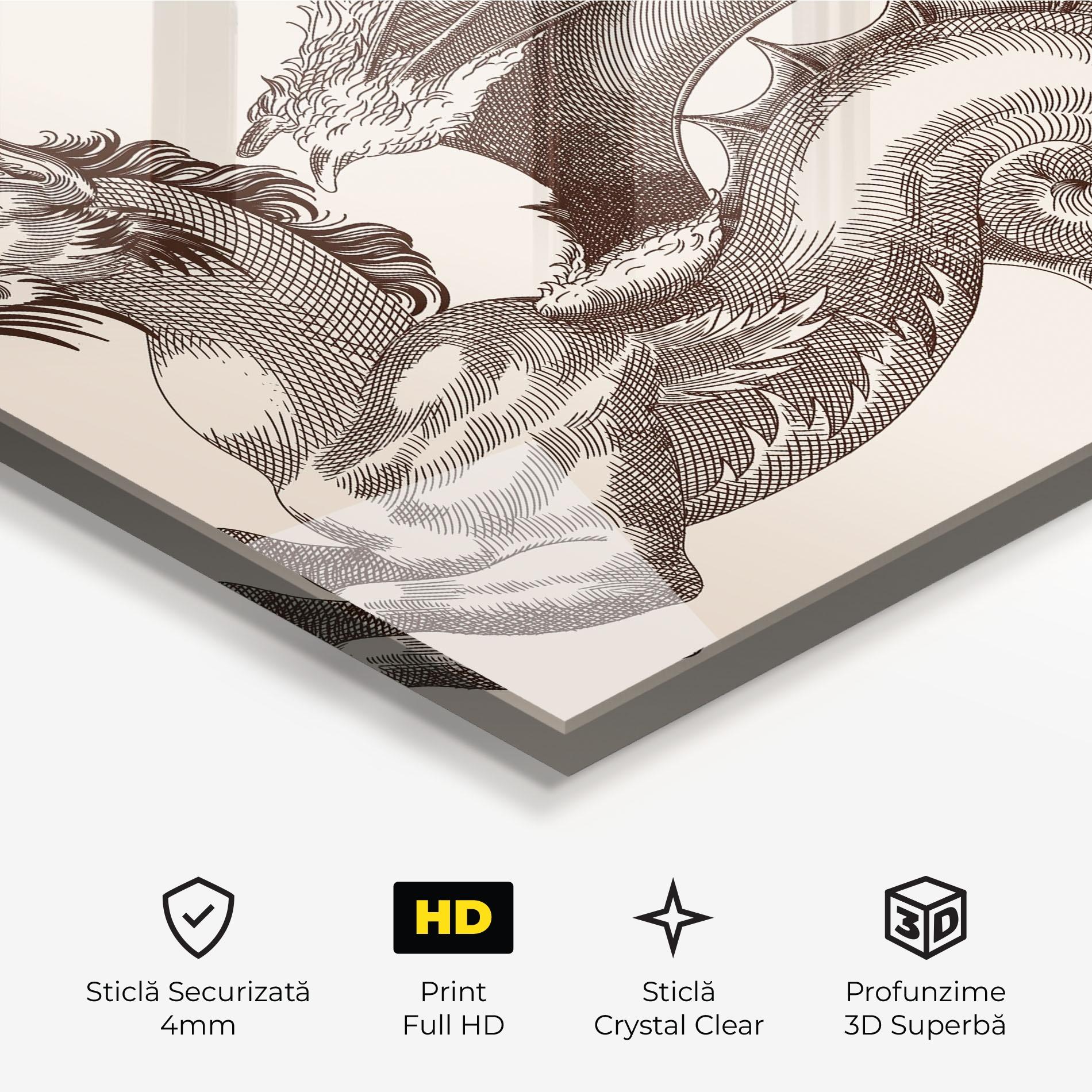 Tablou Sticla Brown Dragon mockup 3