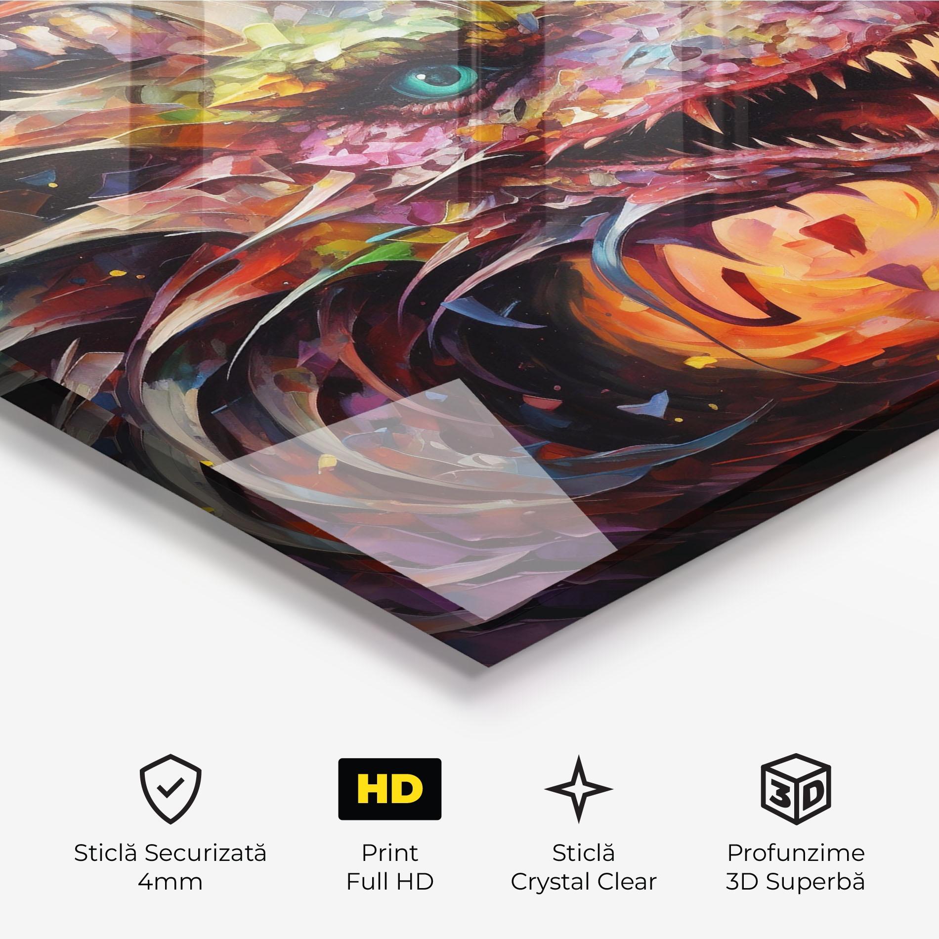 Tablou Sticla Colorful Dragon Painting mockup 3