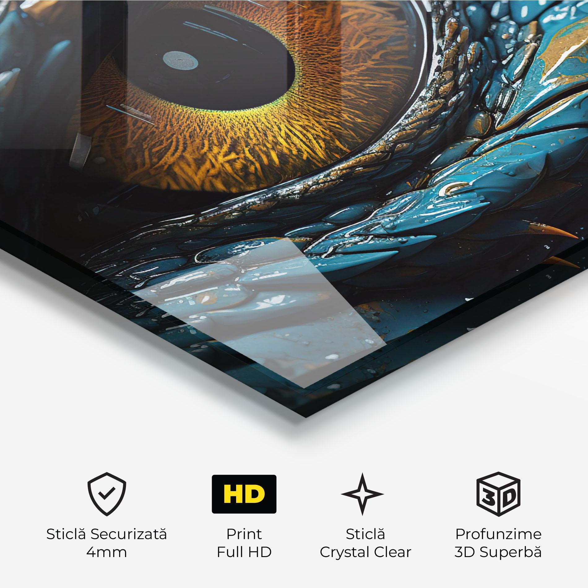Tablou Sticla Dragon Eye Close Up mockup 3