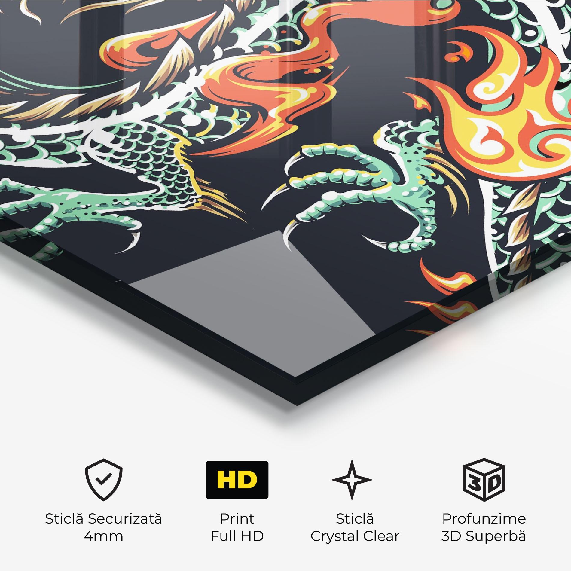 Tablou Sticla Dragon Green mockup 3