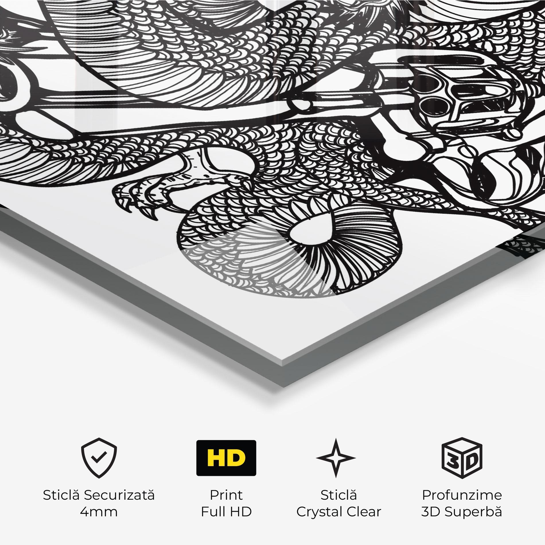 Tablou Sticla Dragon Gun mockup 3