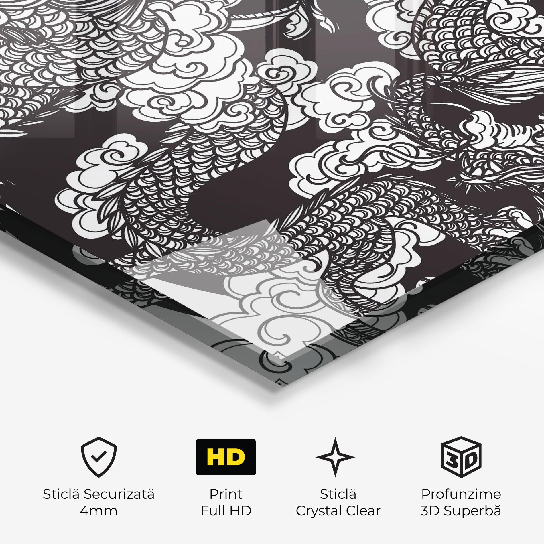 Tablou Sticla Grey Moon Dragon mockup 3