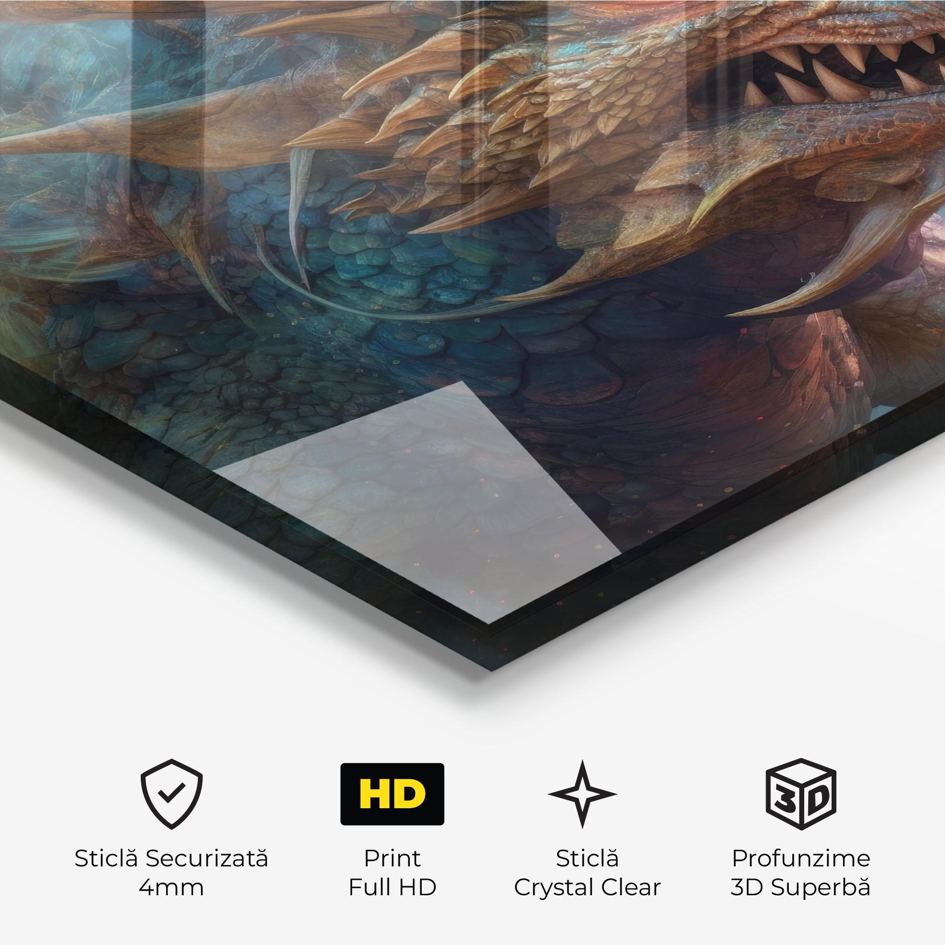 Tablou Sticla Pretty Blue Dragon mockup 3