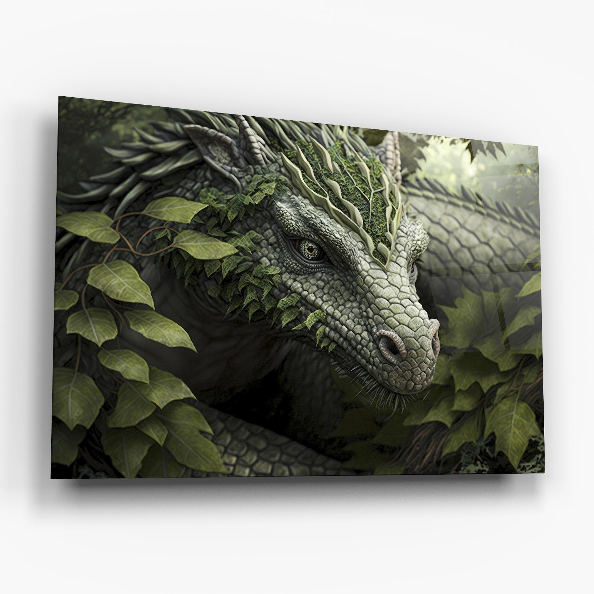 Tablou Sticla Ancient Forest Dragon mockup 6