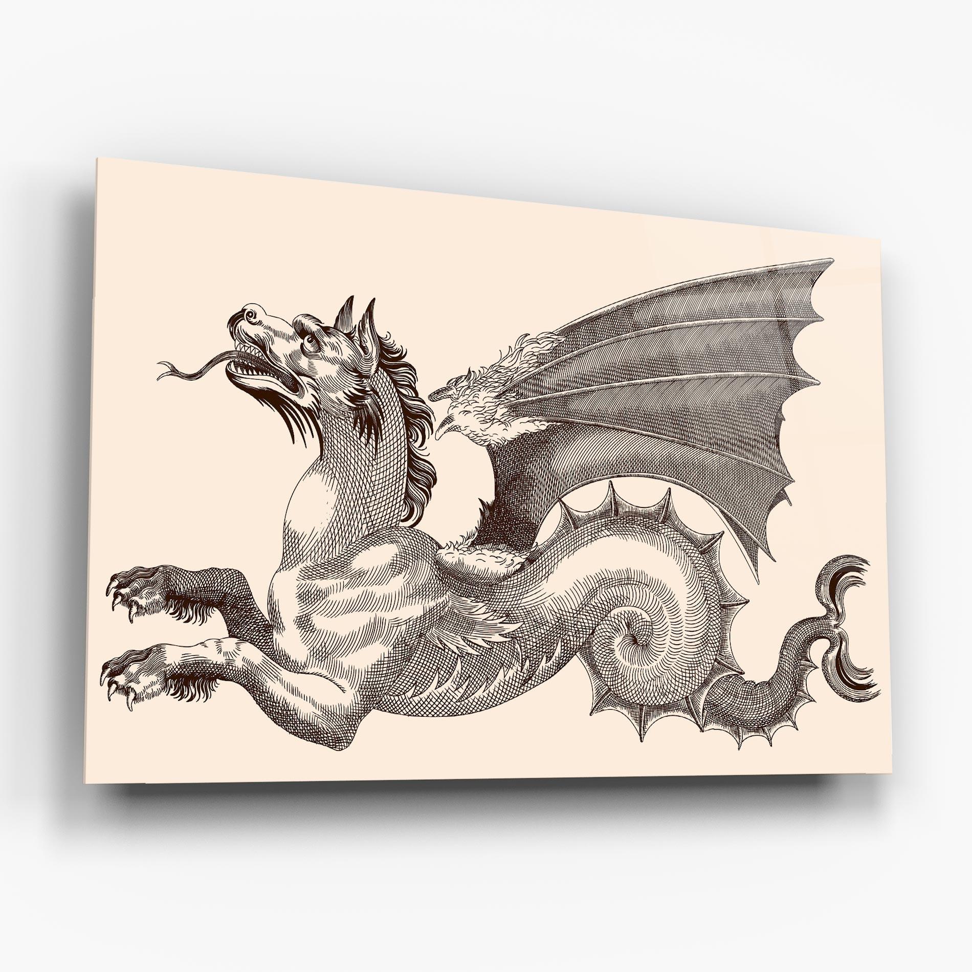 Tablou Sticla Brown Dragon mockup 6