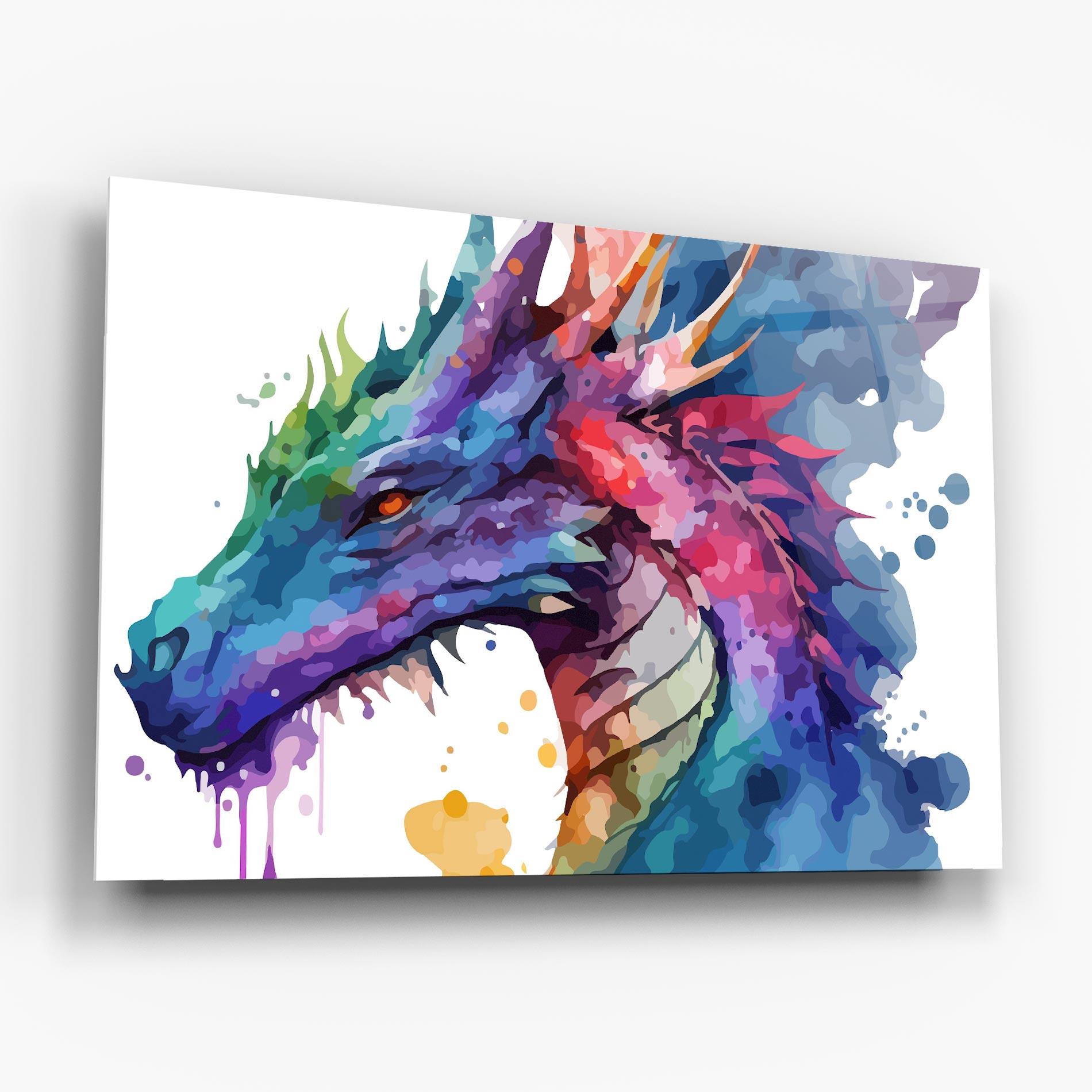 Tablou Sticla Colourful Dragon mockup 6