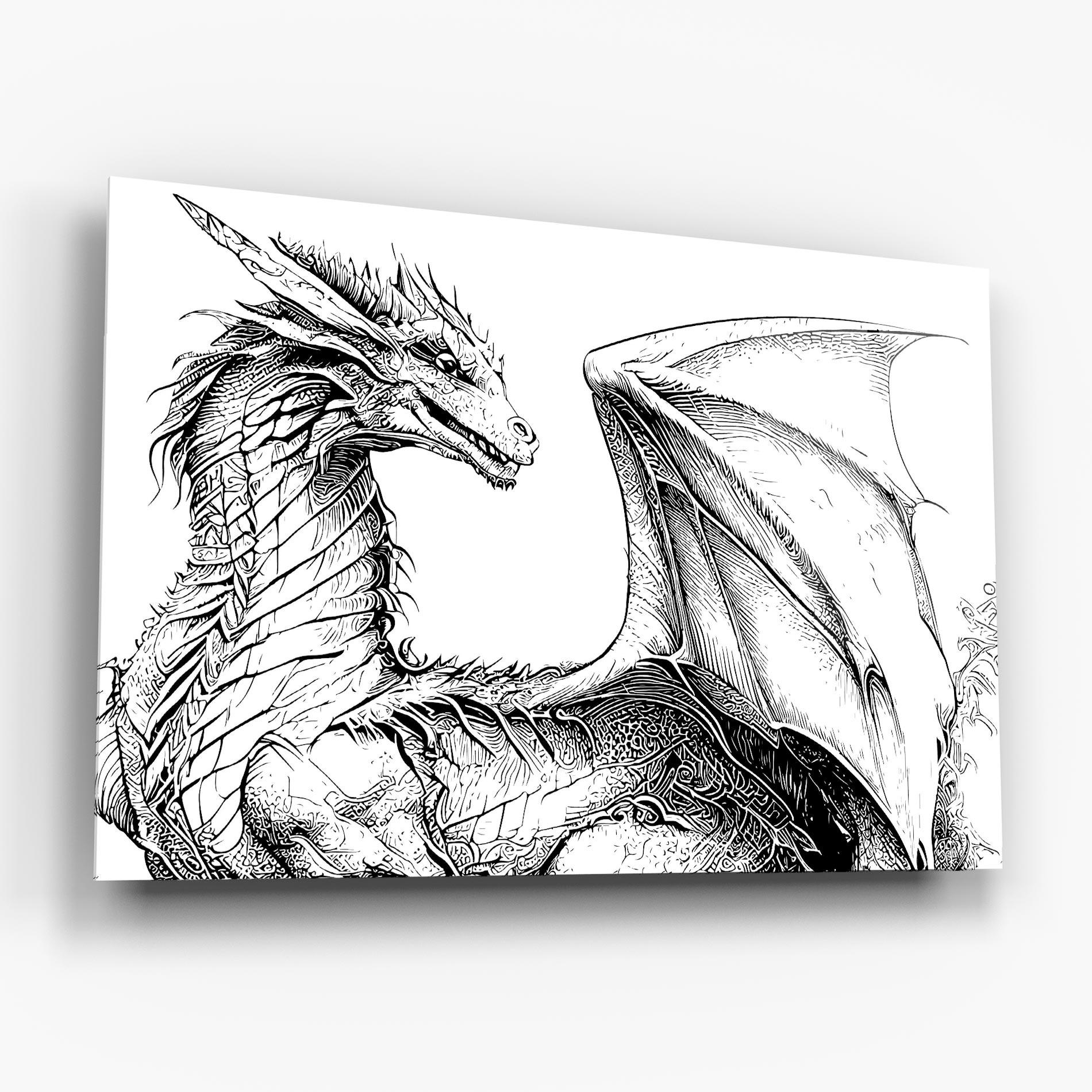 Tablou Sticla Dragon Sketch mockup 6