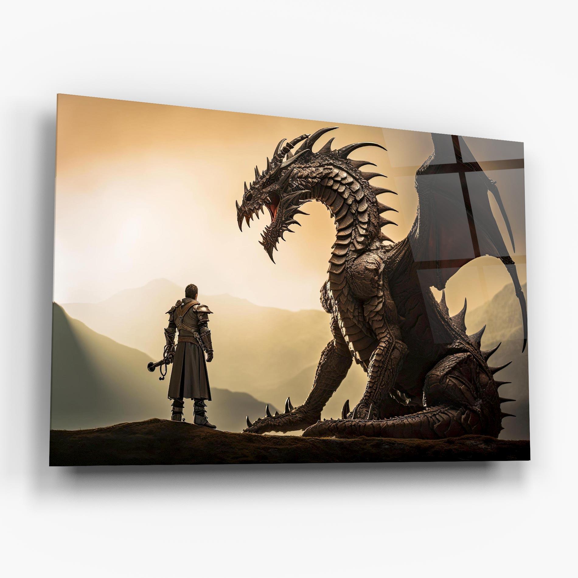 Tablou Sticla Fantasy Huge Dragon mockup 6