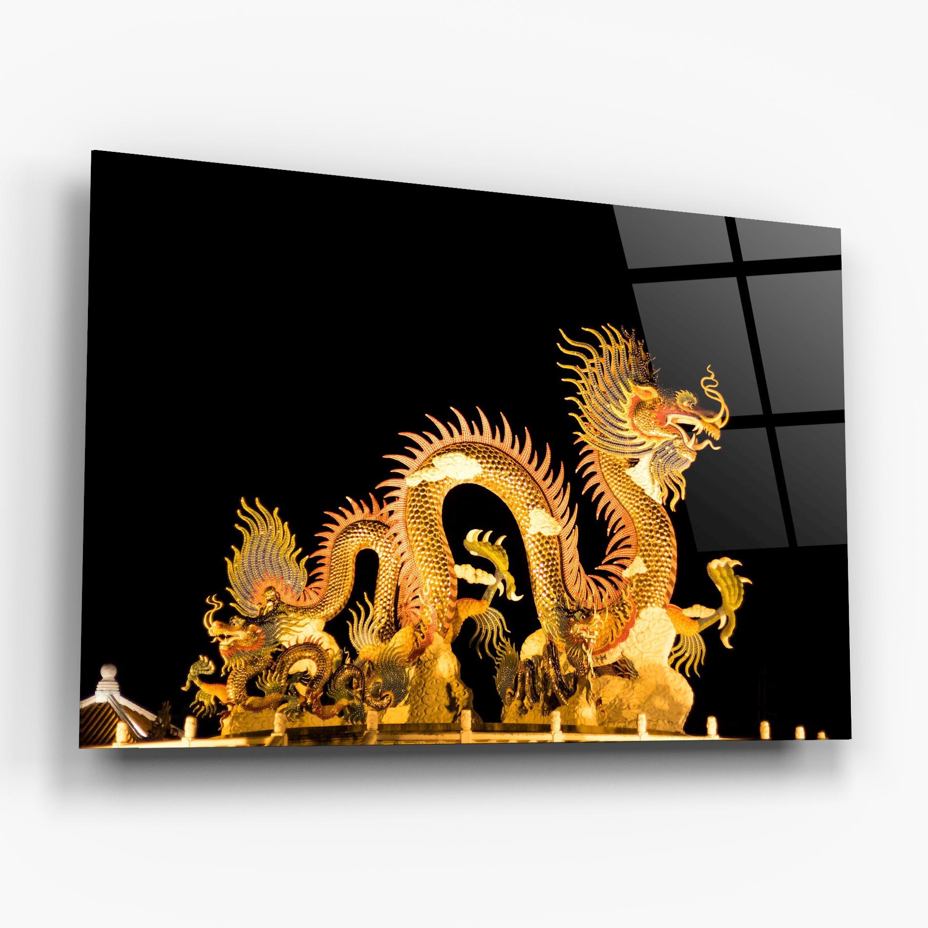 Tablou Sticla Golden Dragon Lights mockup 6