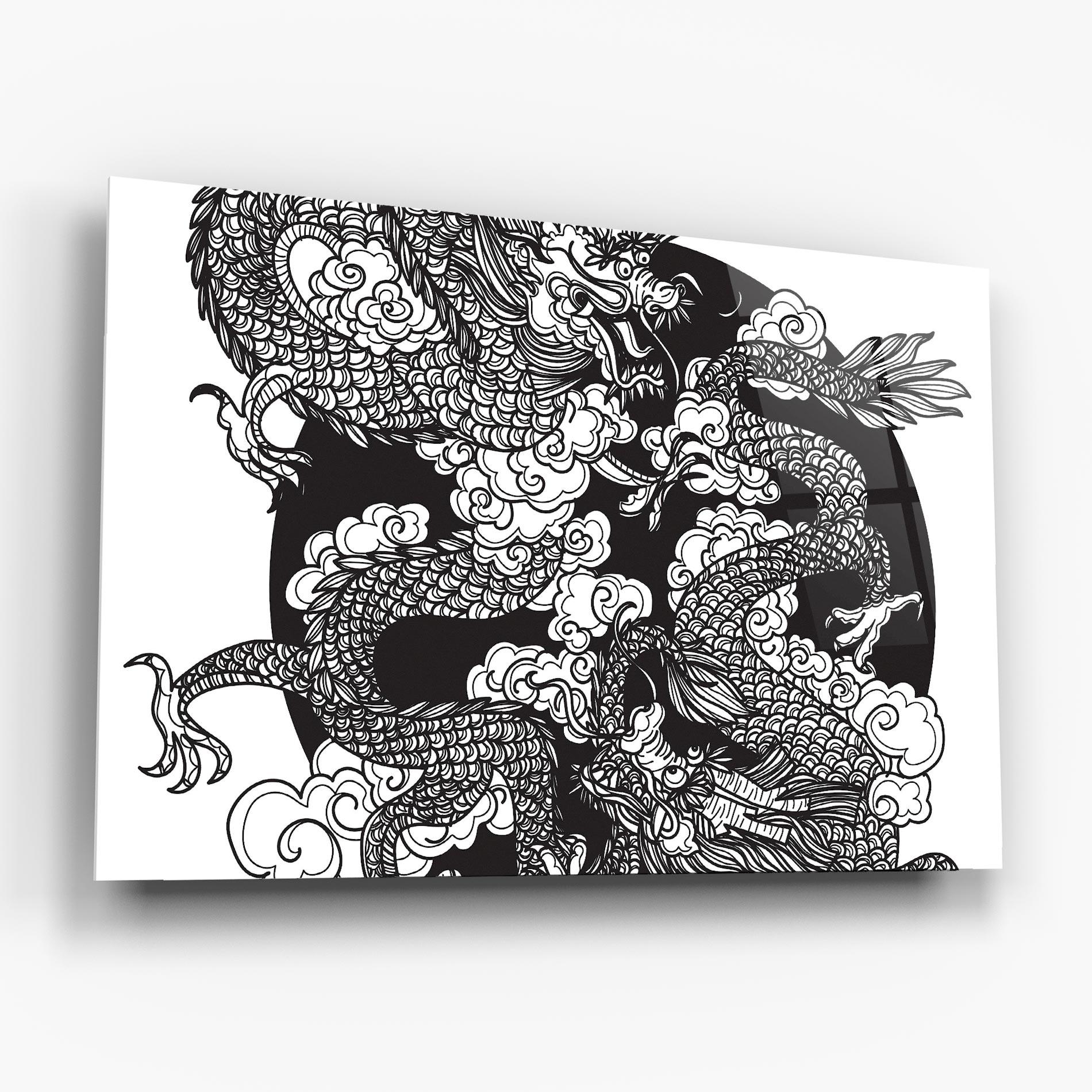 Tablou Sticla Grey Moon Dragon mockup 6