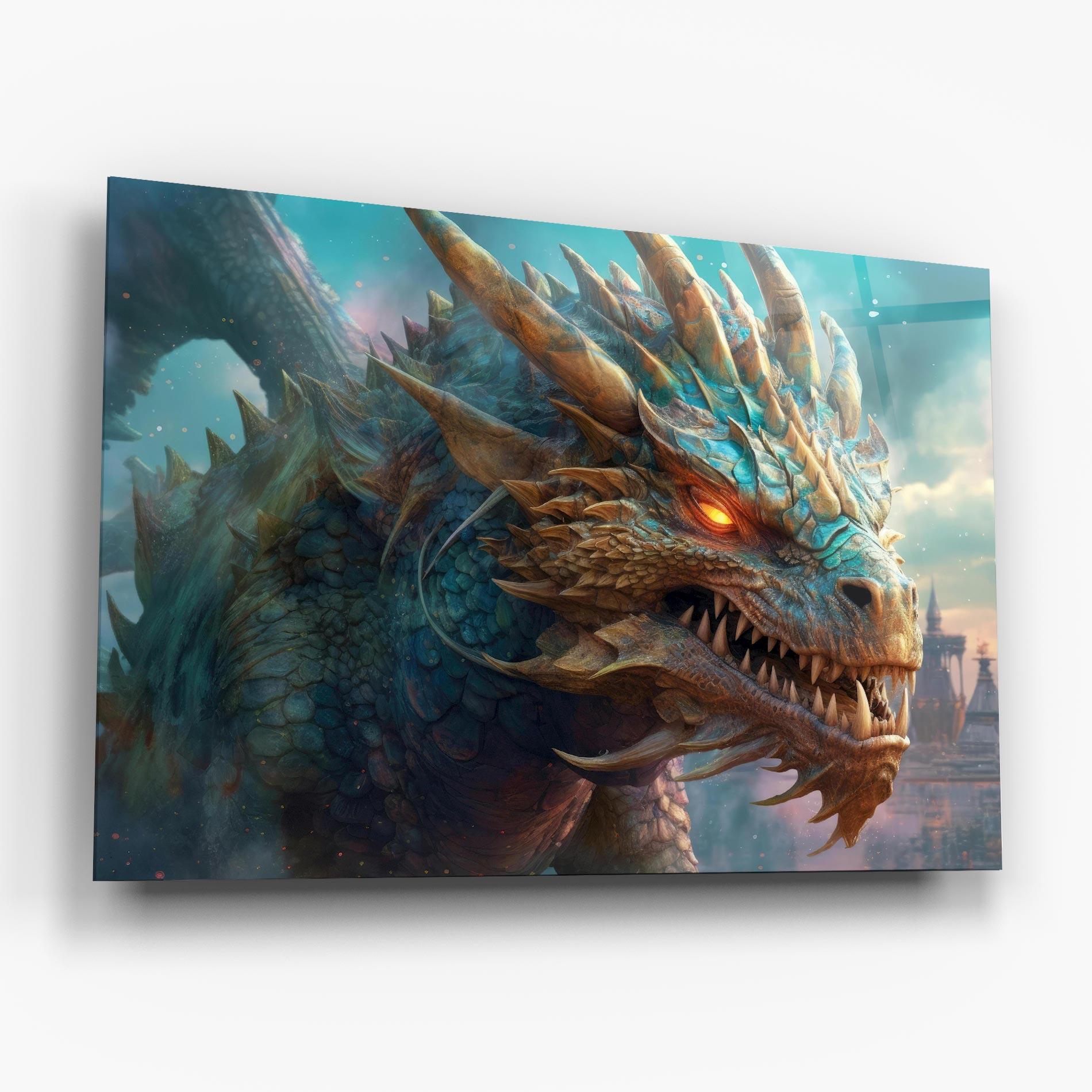 Tablou Sticla Pretty Blue Dragon mockup 6