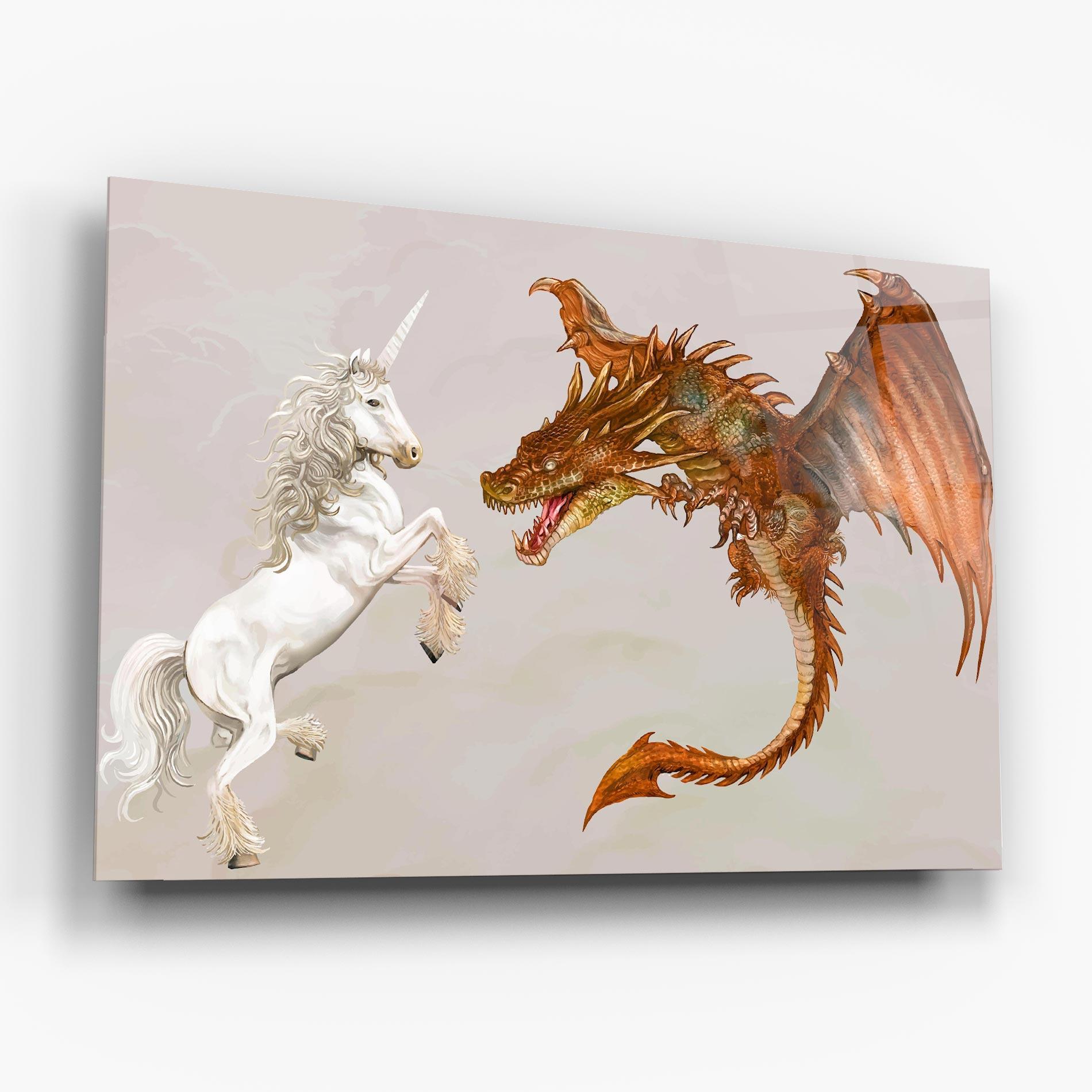 Tablou Sticla Unicorn And Dragon mockup 6