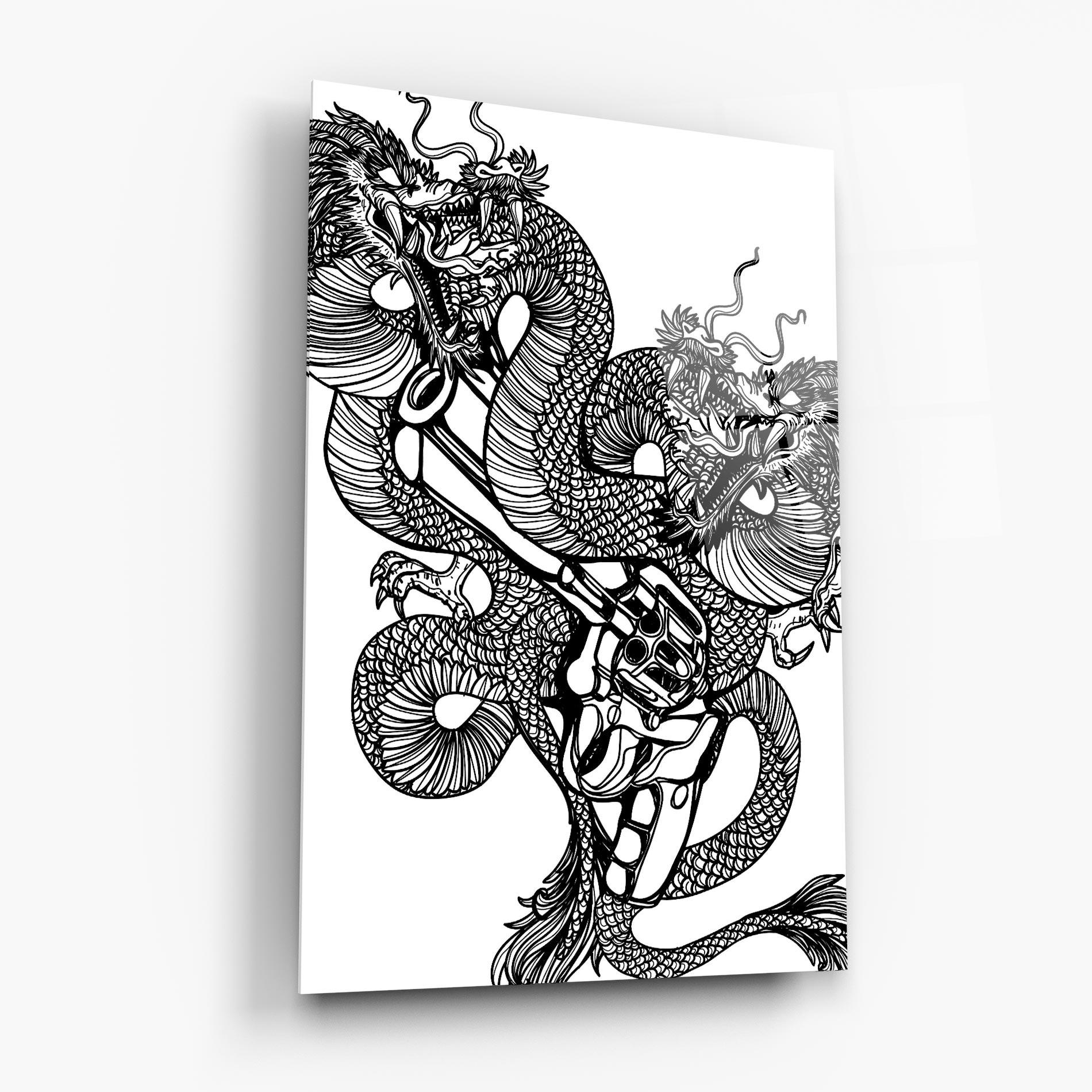 Tablou Sticla Dragon Gun mockup 6