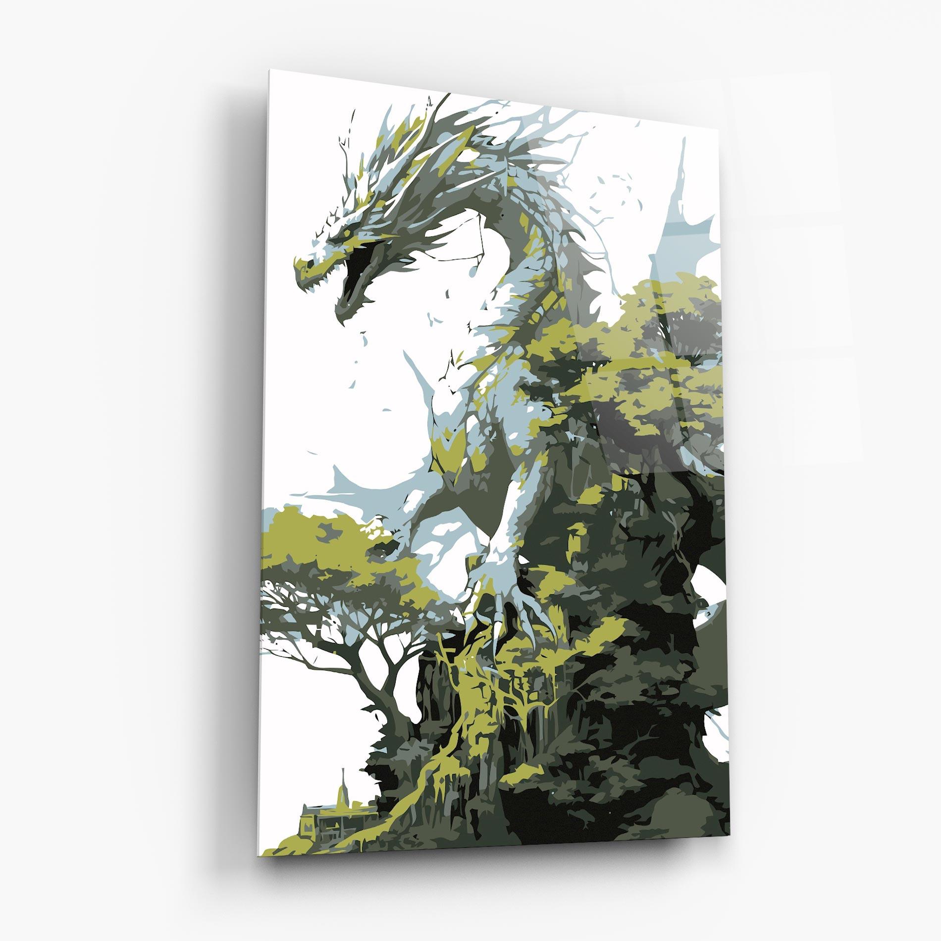 Tablou Sticla Grey Nature Dragon mockup 6