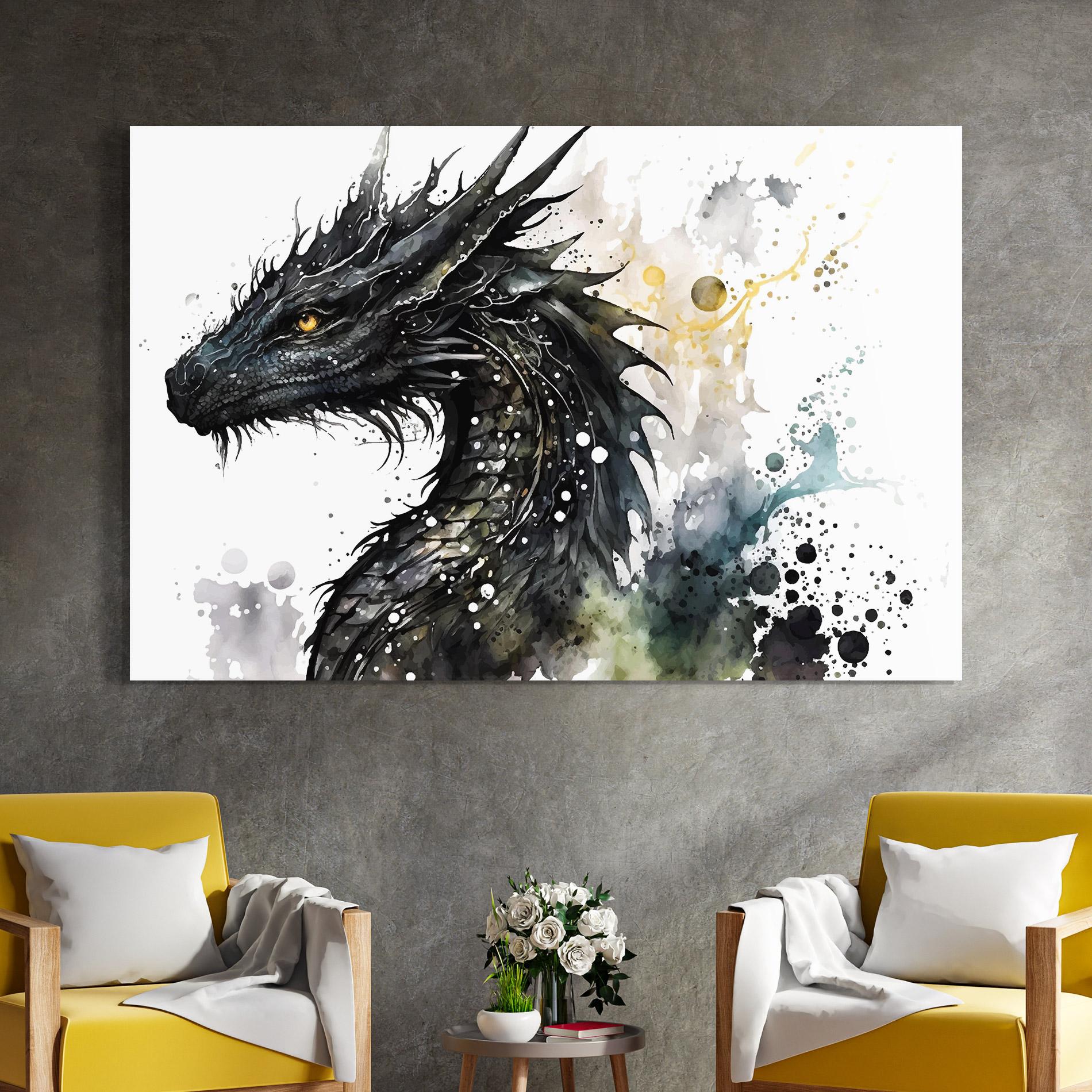 Tablou Sticla Black Dragon Art mockup 4
