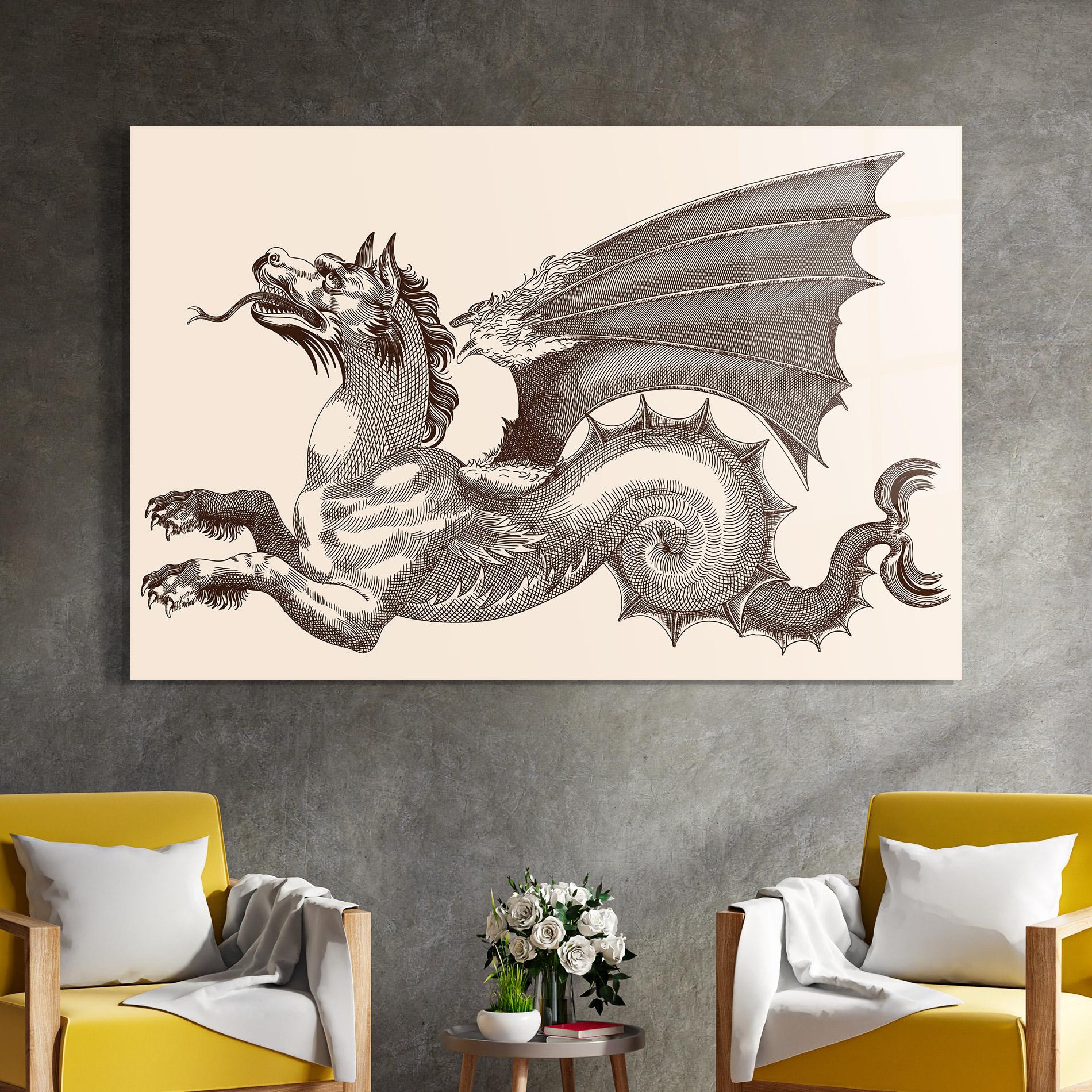 Tablou Sticla Brown Dragon mockup 4