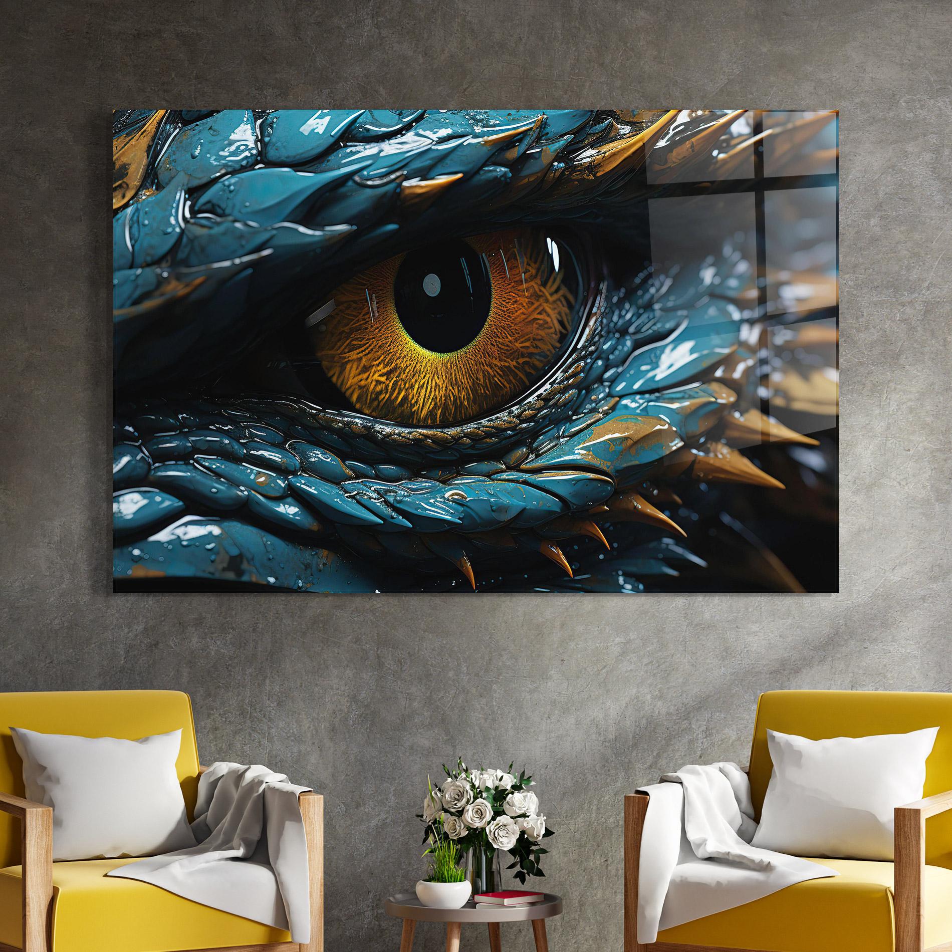 Tablou Sticla Dragon Eye Close Up mockup 4
