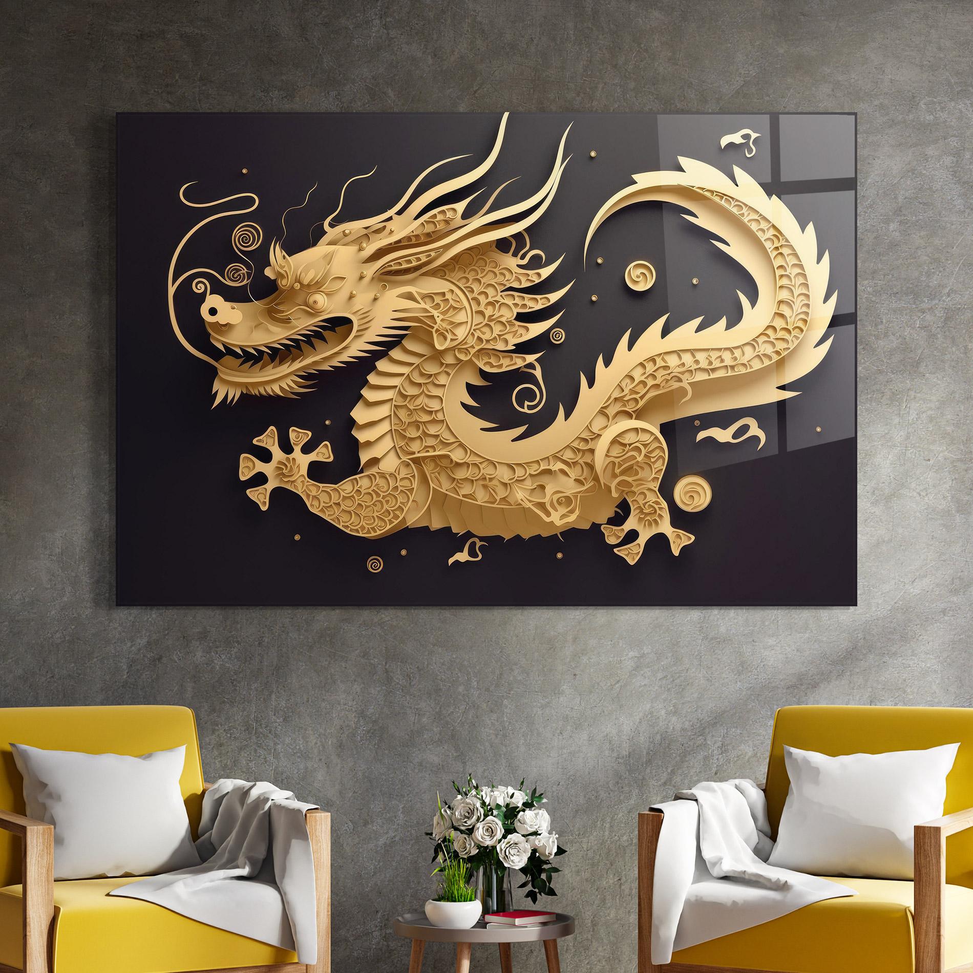Tablou Sticla Dragon Zodiac Sign mockup 4