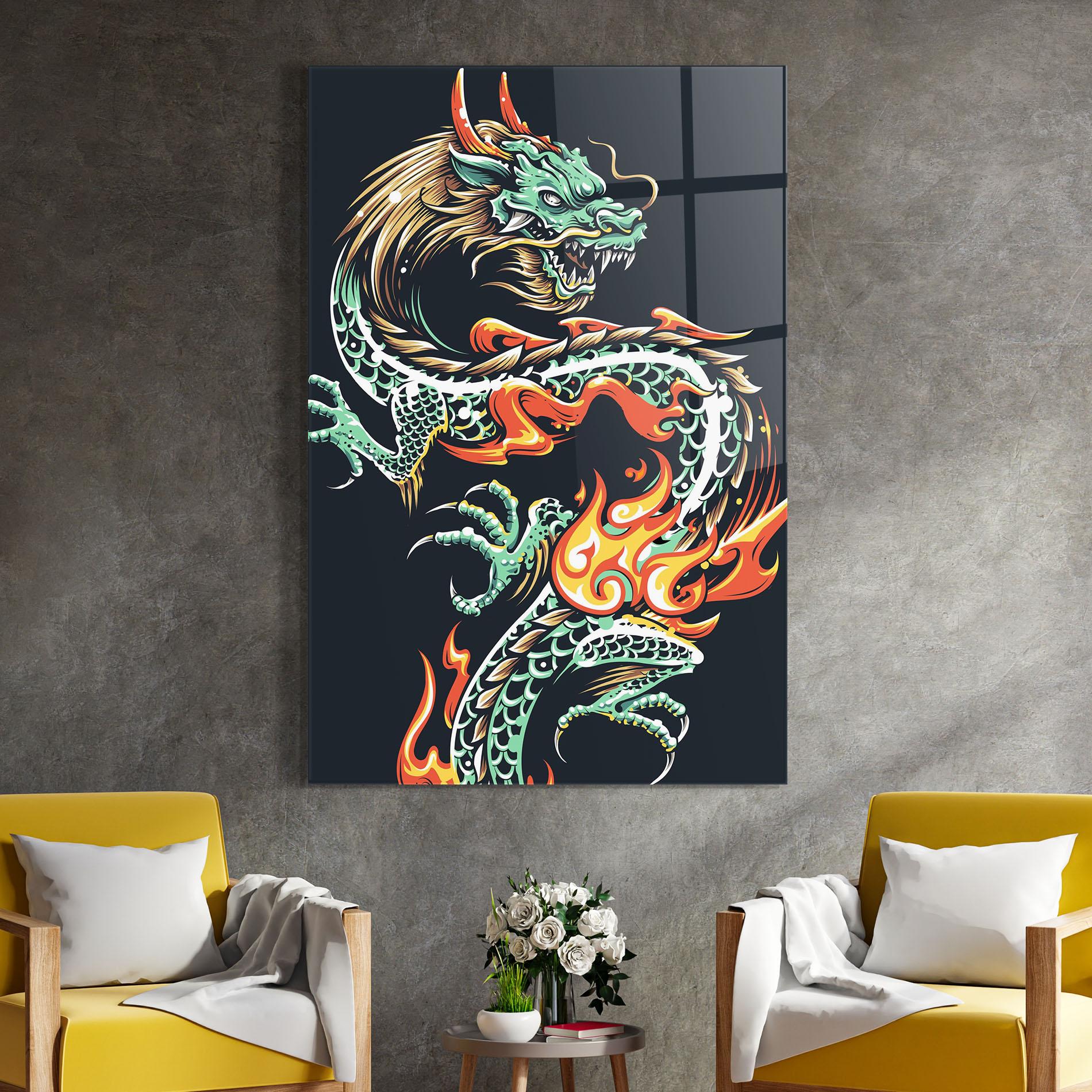 Tablou Sticla Dragon Green mockup 4