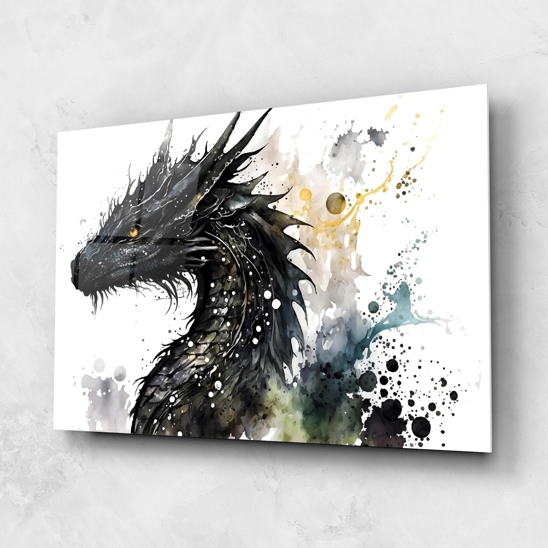 Tablou Sticla Black Dragon Art mockup 1