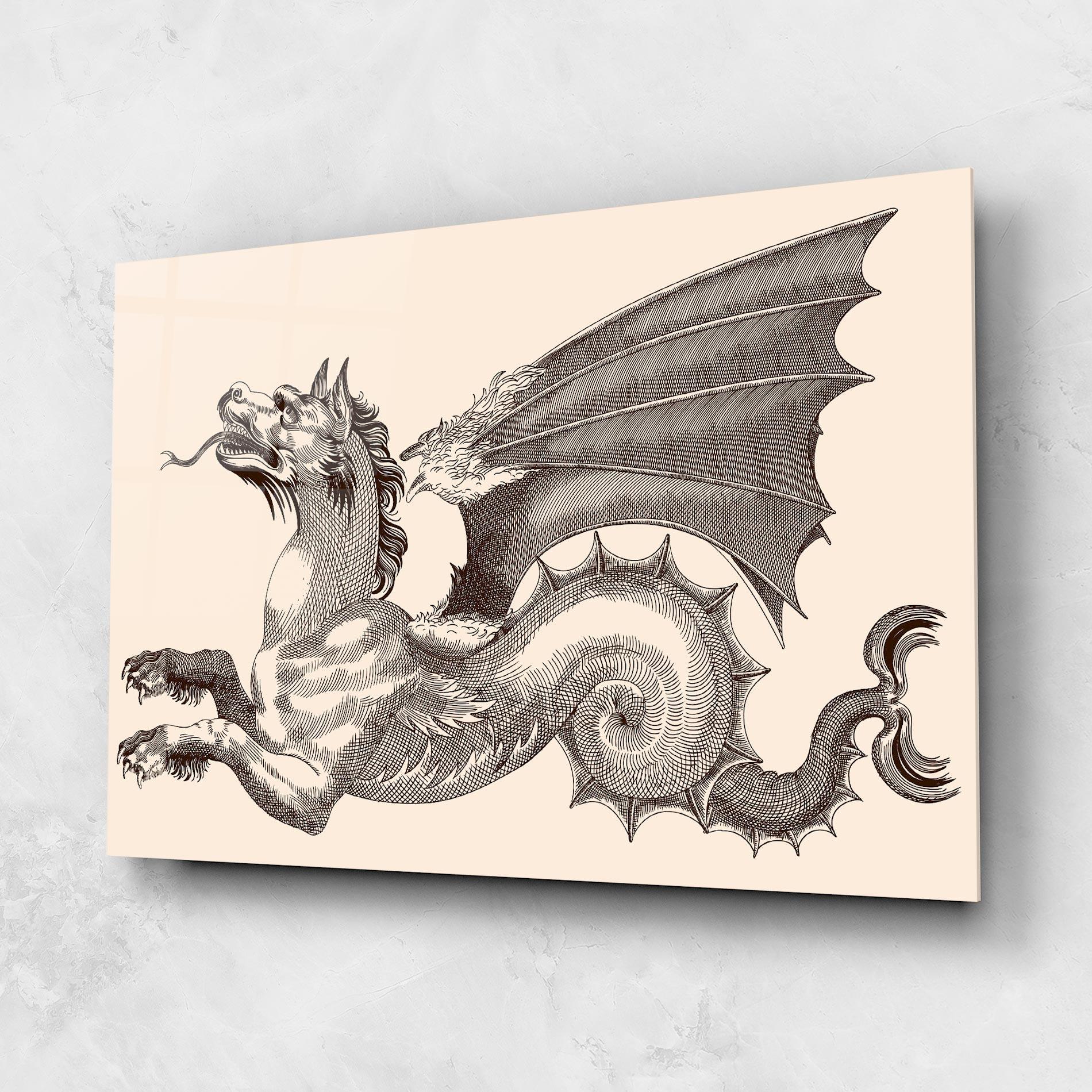 Tablou Sticla Brown Dragon mockup 1