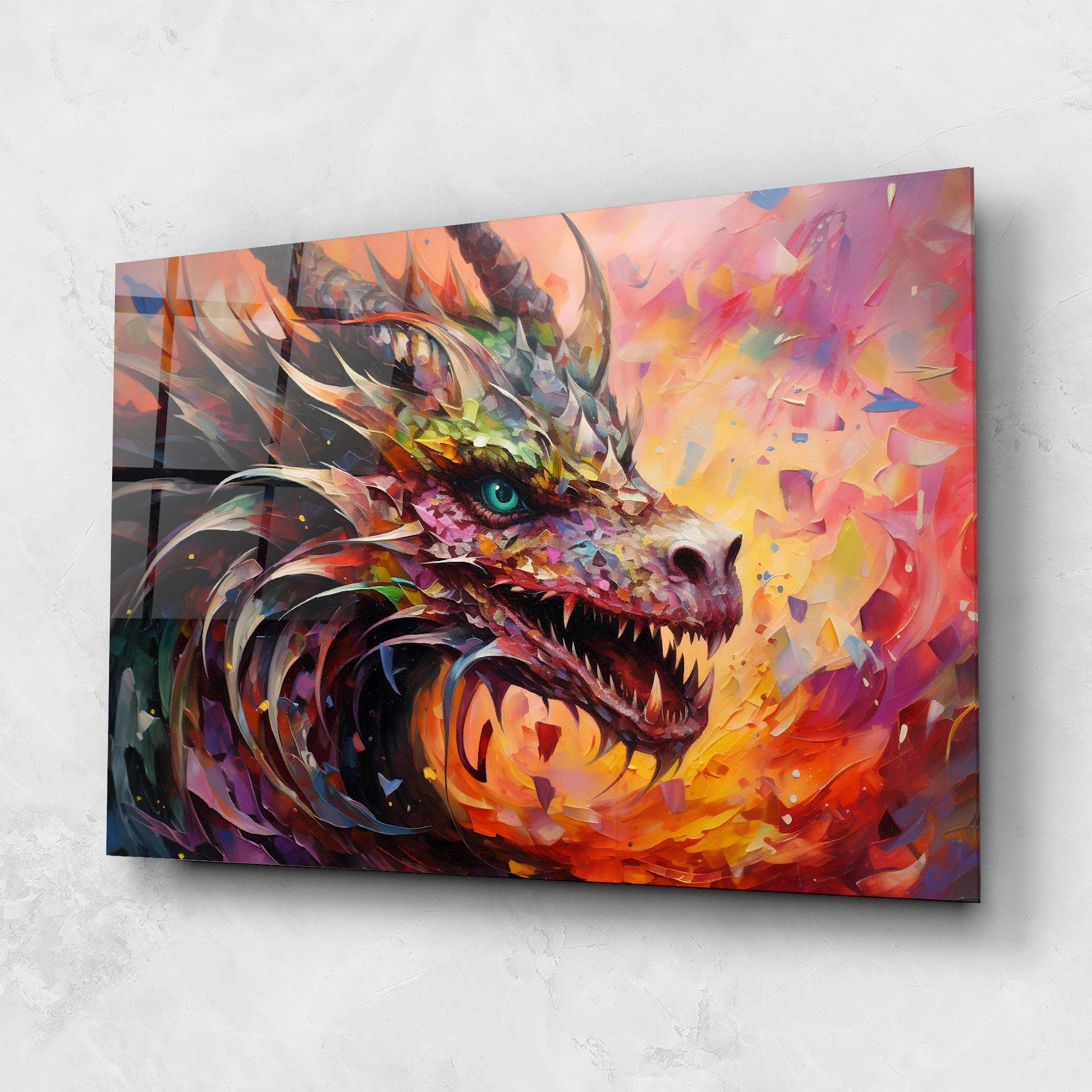 Tablou Sticla Colorful Dragon Painting mockup 1