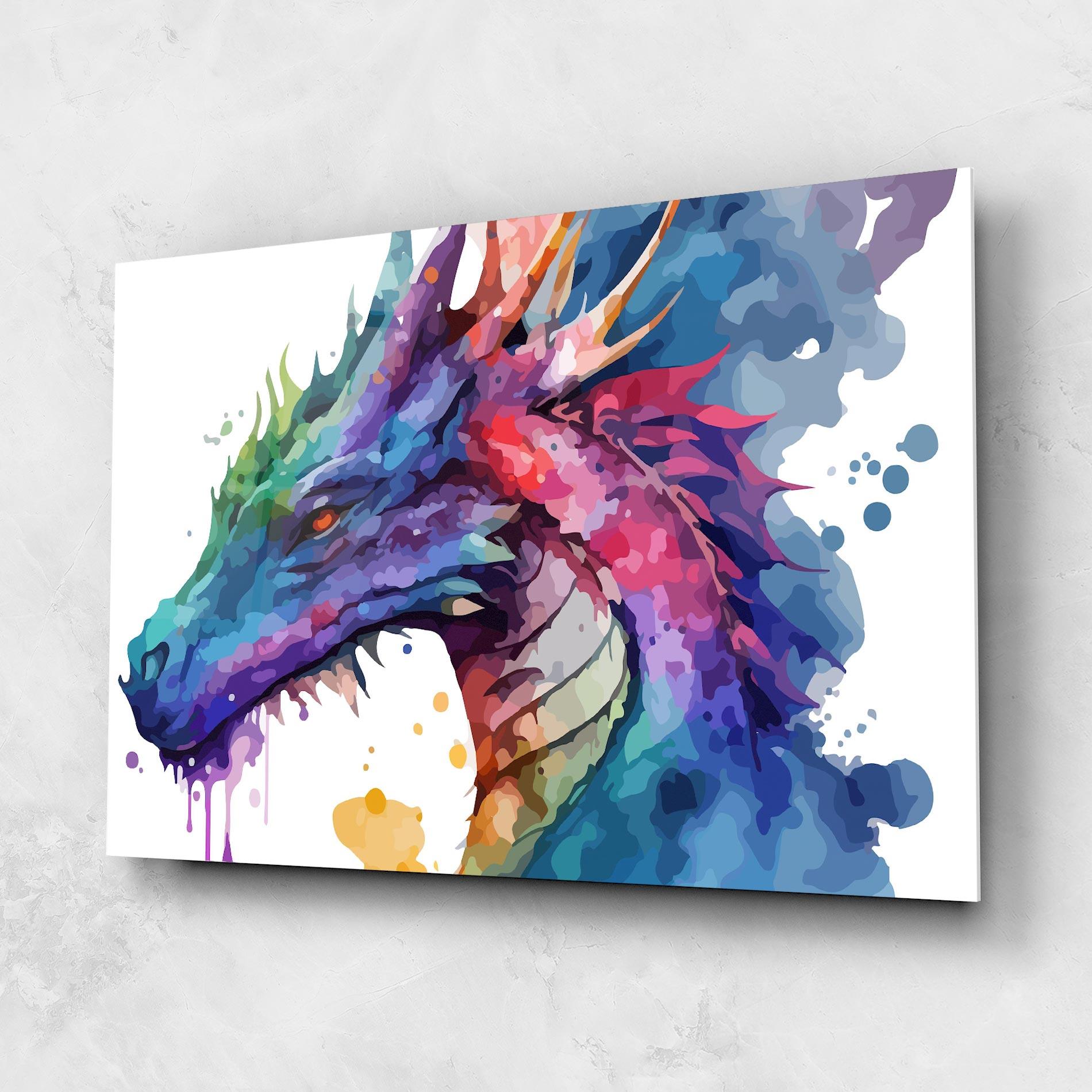 Tablou Sticla Colourful Dragon mockup 1