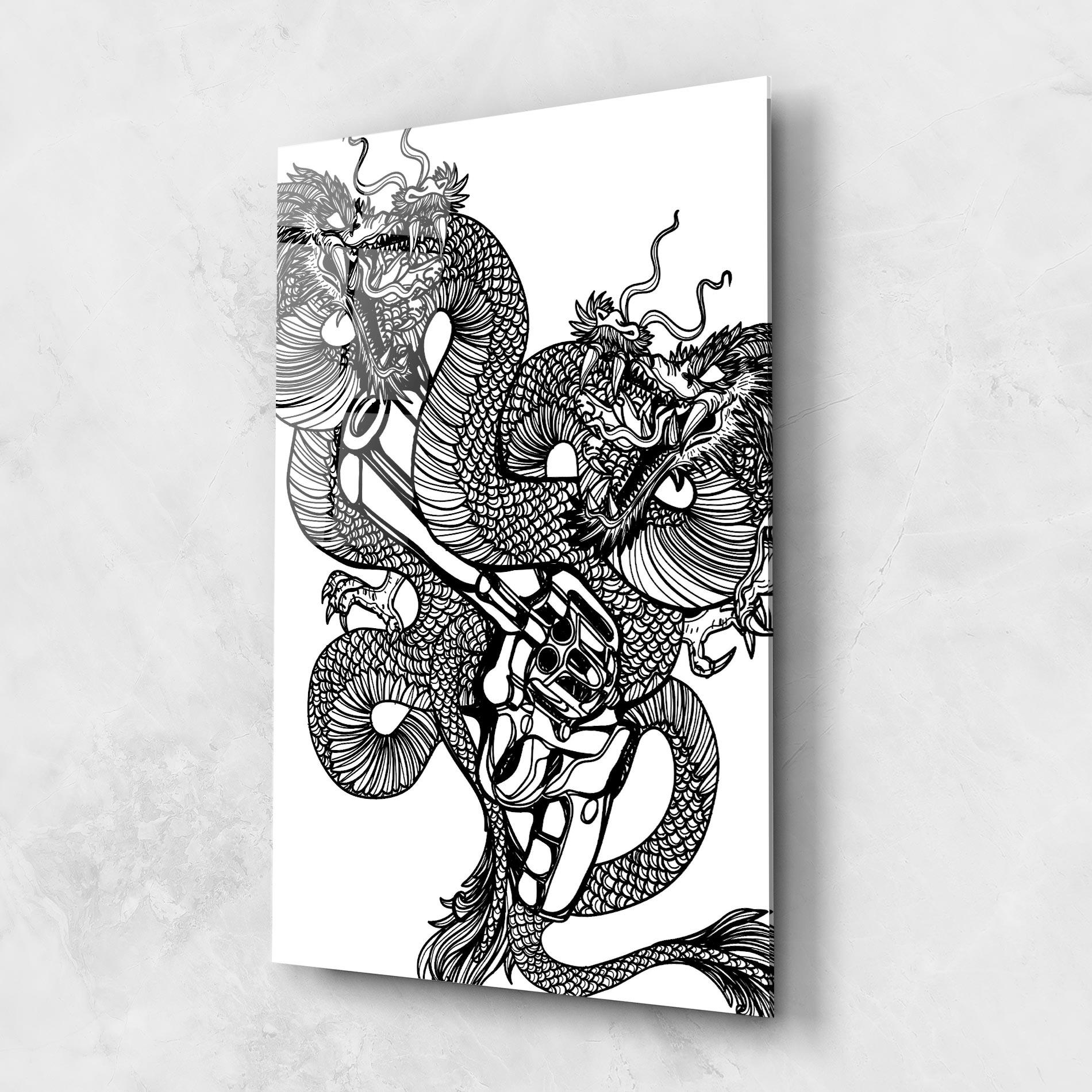 Tablou Sticla Dragon Gun mockup 1