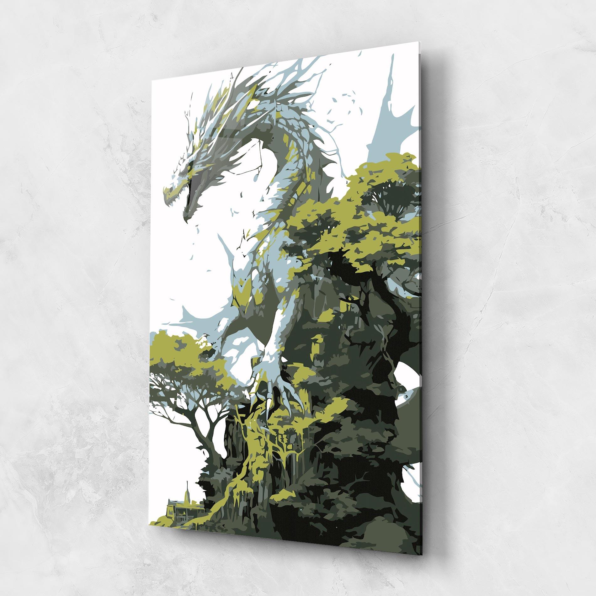 Tablou Sticla Grey Nature Dragon mockup 1
