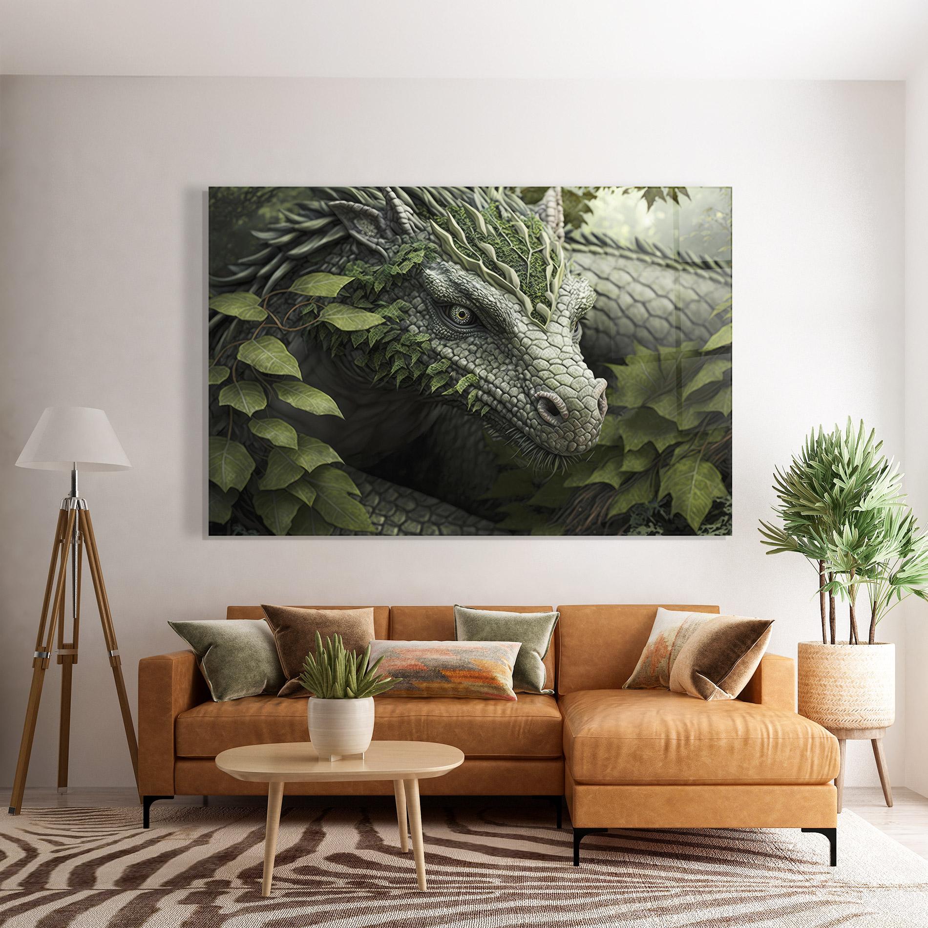Tablou Sticla Ancient Forest Dragon mockup 7