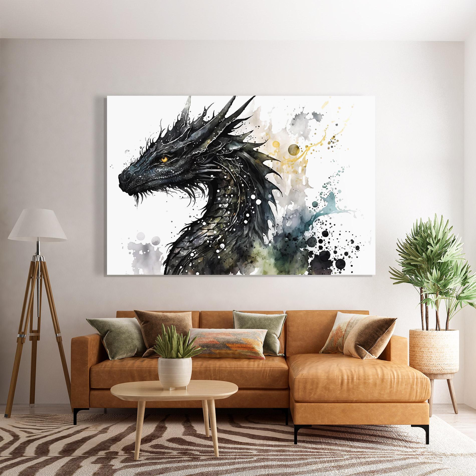 Tablou Sticla Black Dragon Art mockup 7